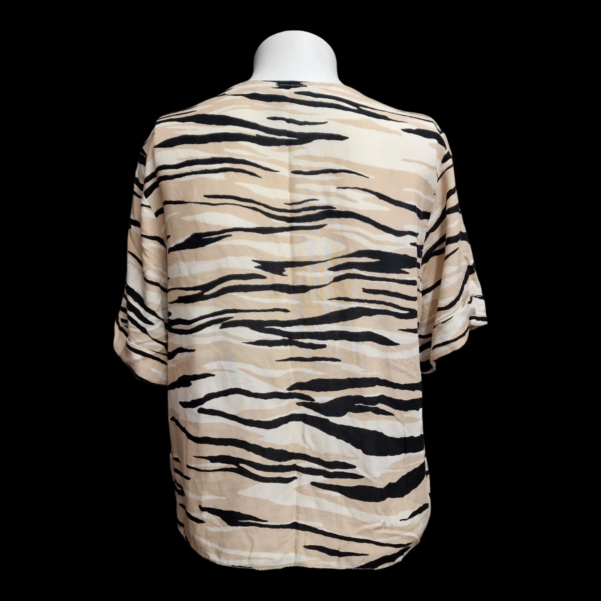 Womens New Look Black Brown Zebra Print Top UK 10 - 2 - 1008