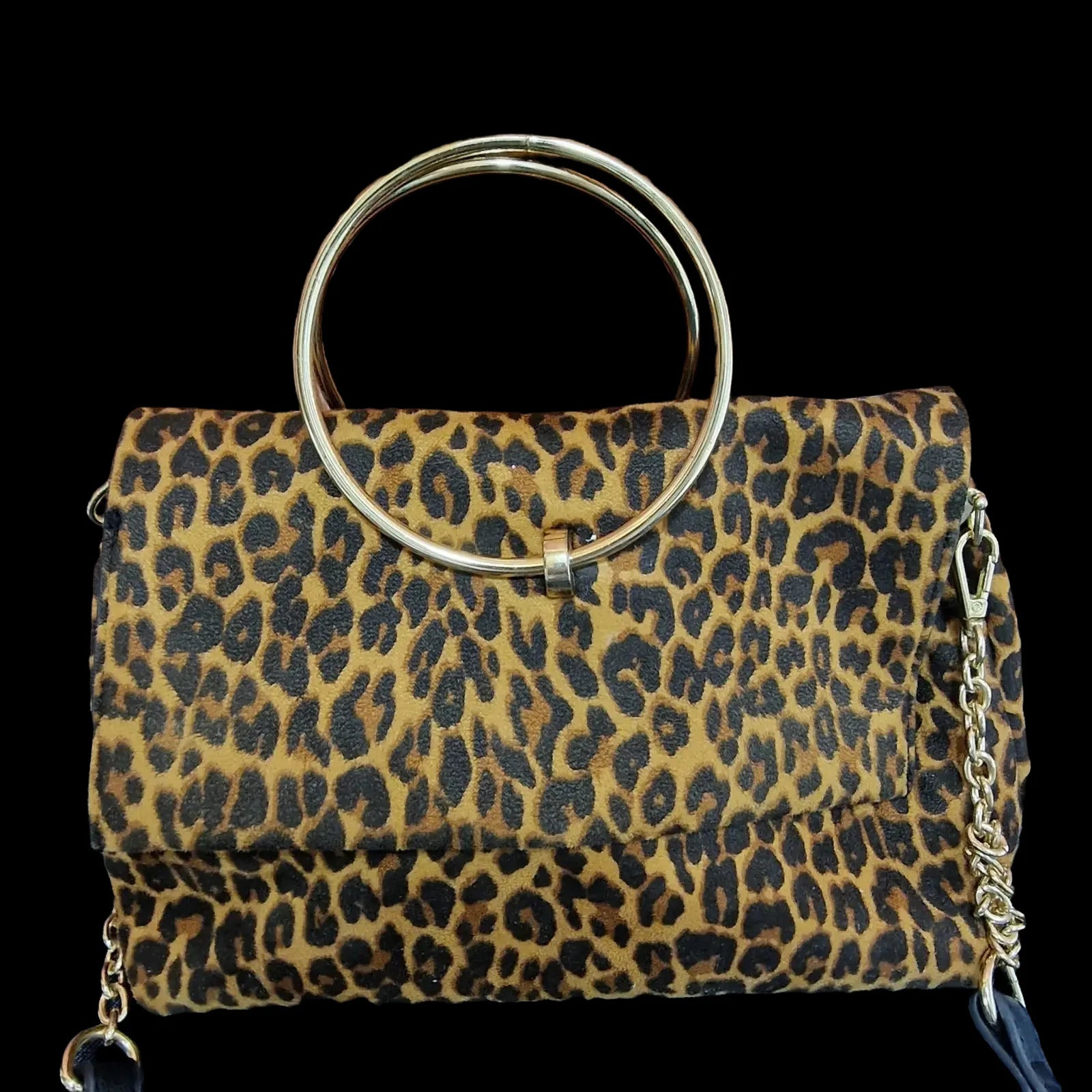 Womens New Look Black Brwon Animal Print Handbag - Bags - 2