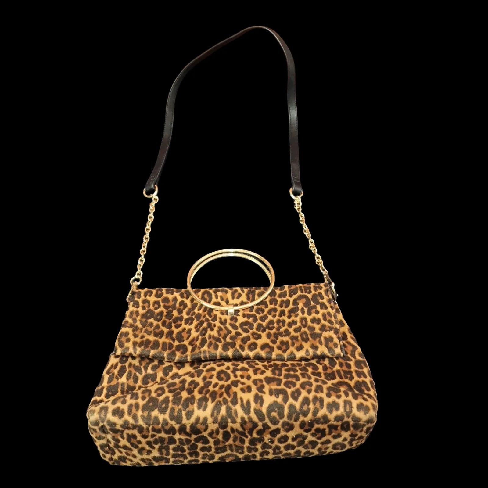 Womens New Look Black Brwon Animal Print Handbag - Bags - 1