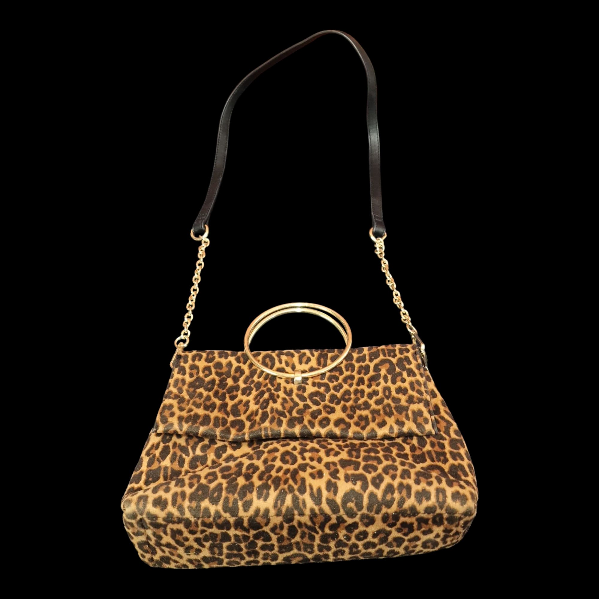 Womens New Look Black Brwon Animal Print Handbag - Bags - 1