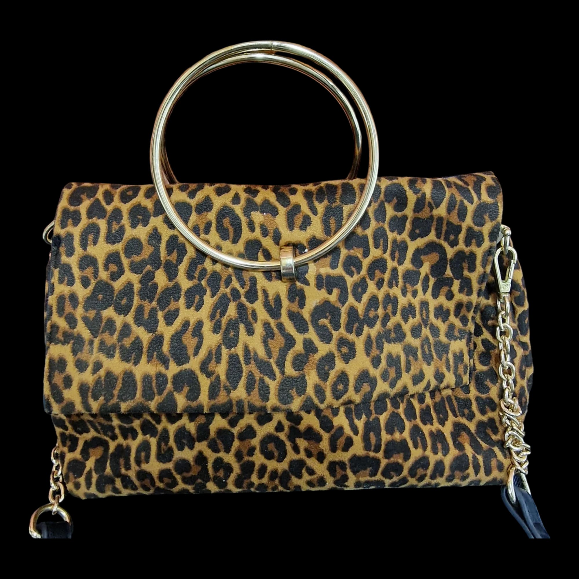 Womens New Look Black Brwon Animal Print Handbag - Bags - 2