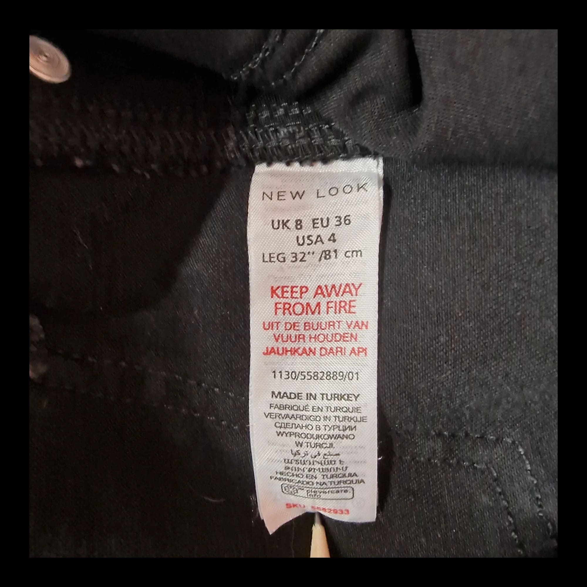 Womens New Look Black Pink Skinny Jeans UK 8 - 6 - 961