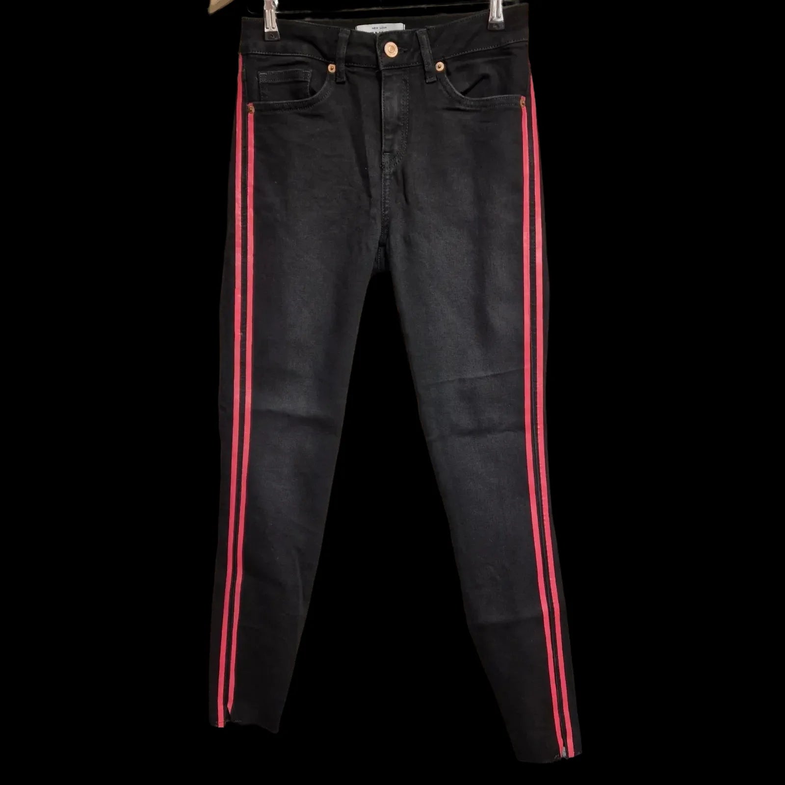 Womens New Look Black Pink Skinny Jeans Uk8 - 1 - 961