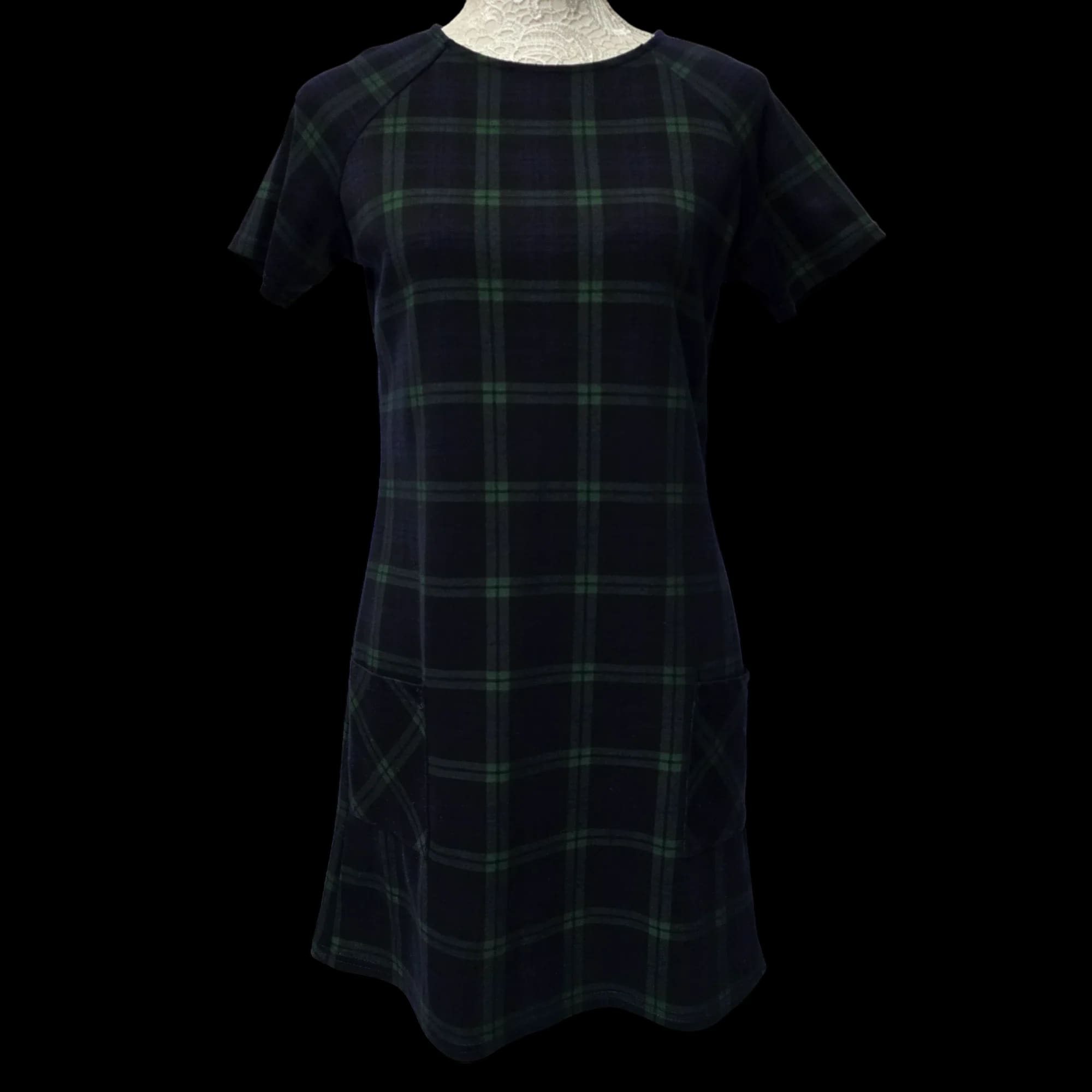 Womens New Look Blue Green Sheath Plaid Dress UK 10