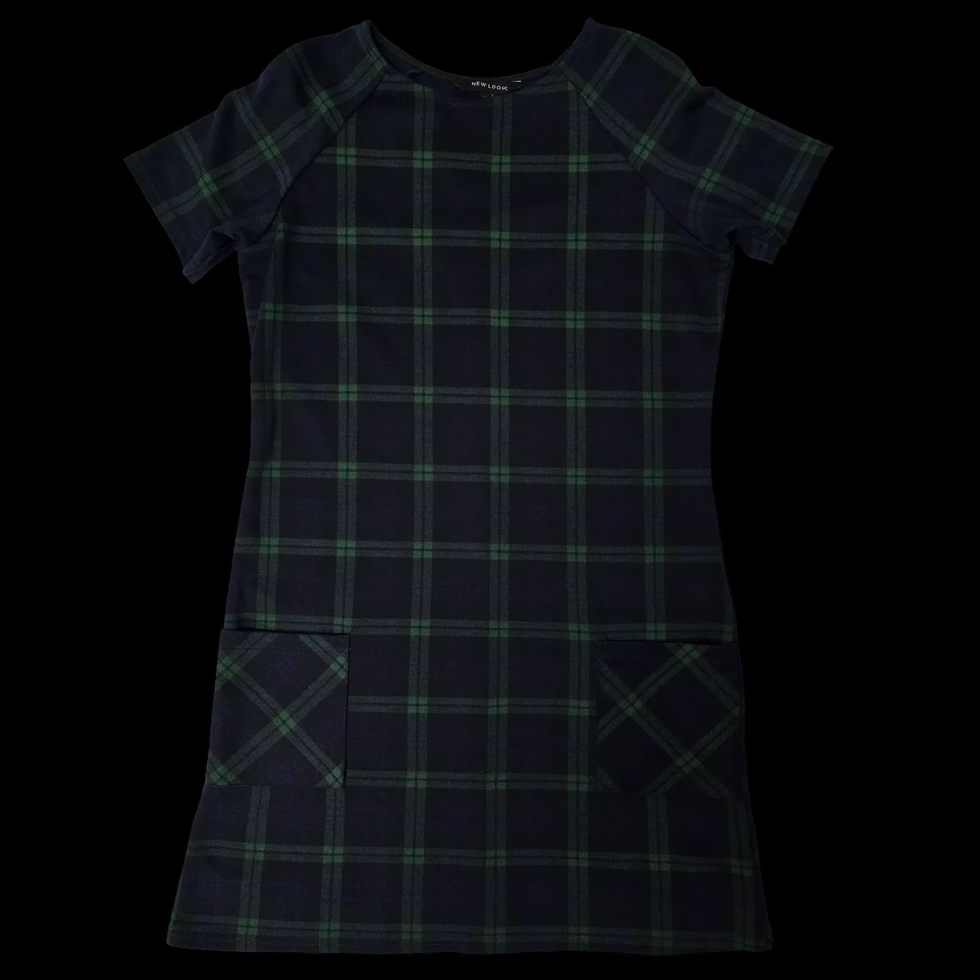 Womens New Look Blue Green Sheath Plaid Dress UK 10