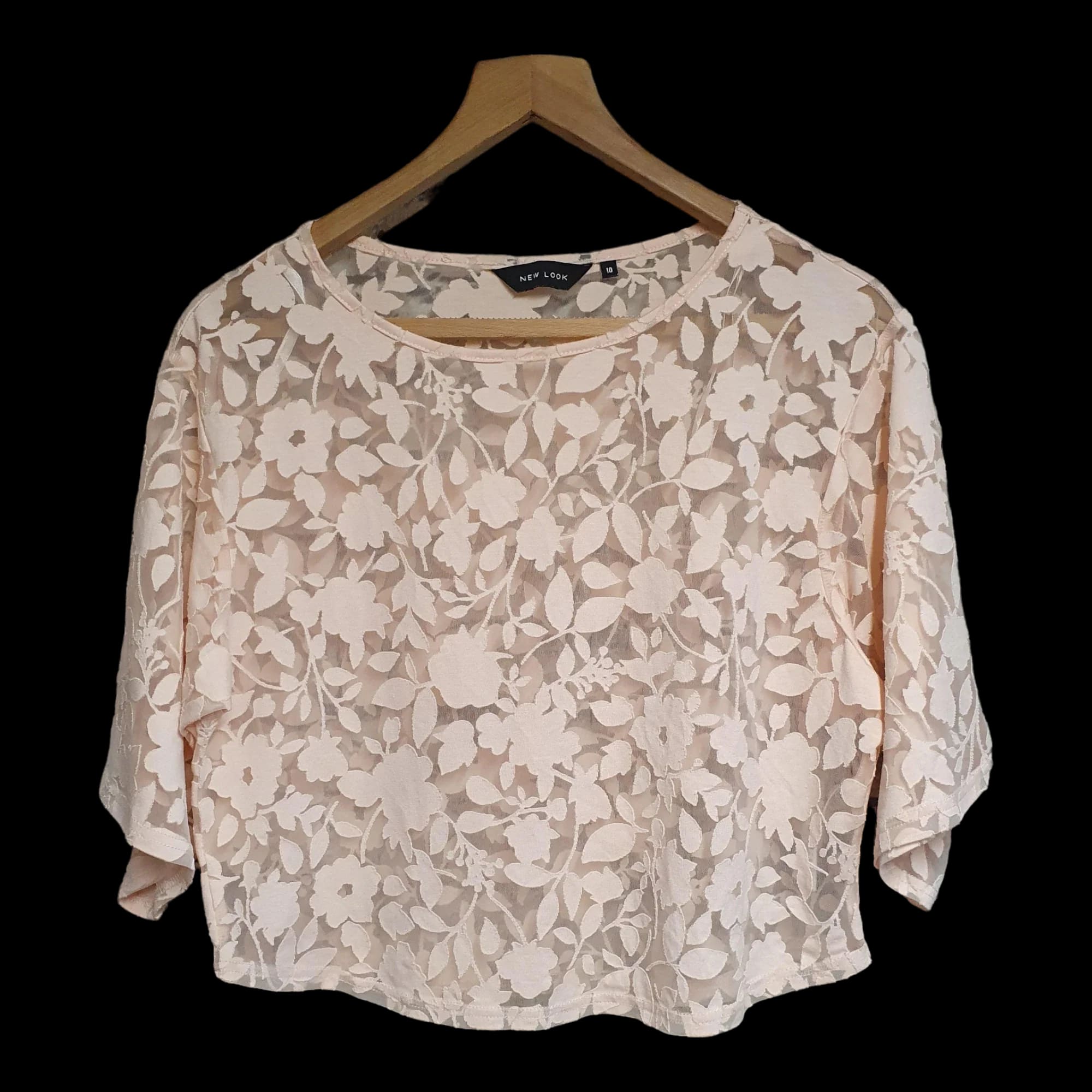 Womens New Look Pink Floral Design Crop Top UK 10 - 1 - 897