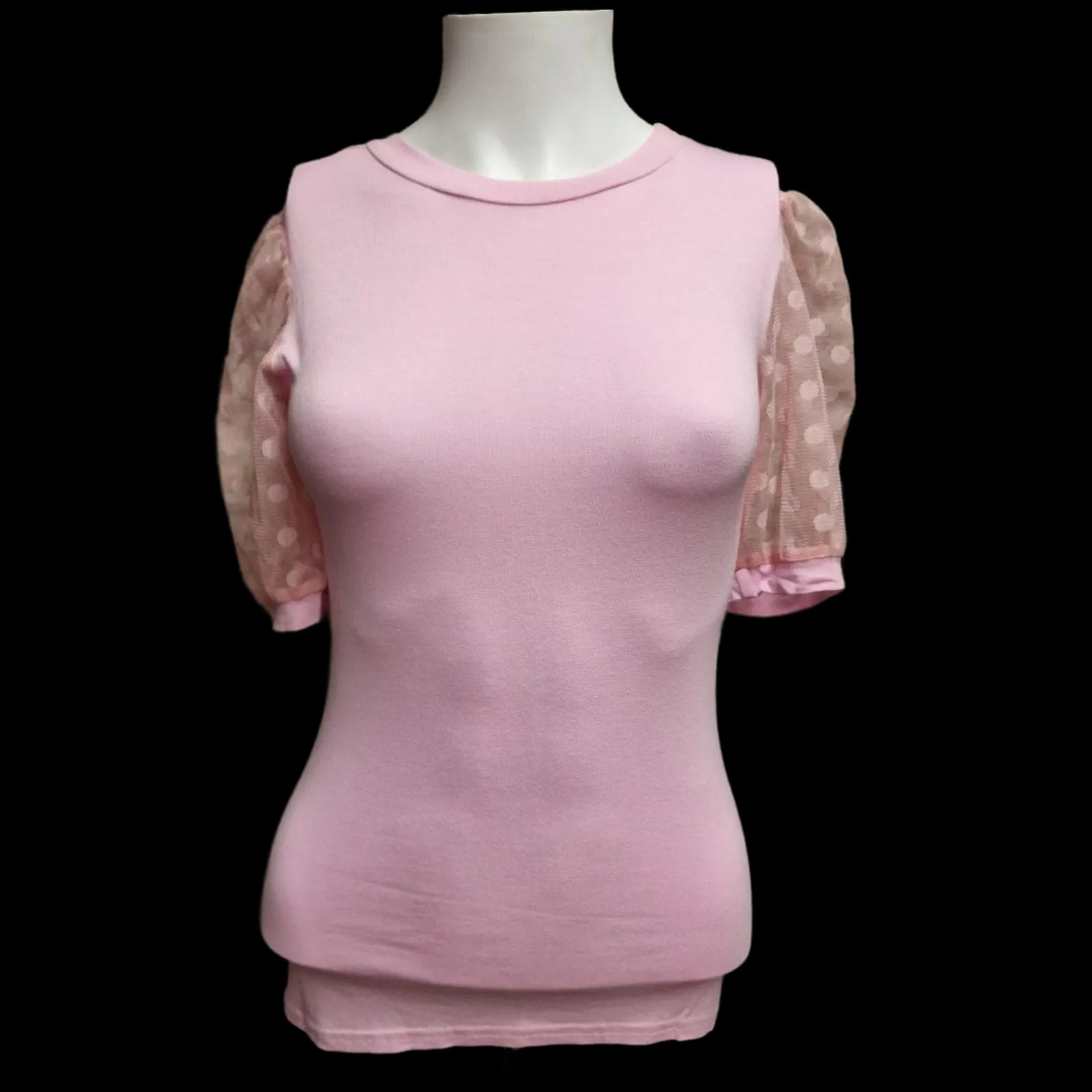 Womens New Look Pink Mesh Armed Top UK 8 - 1 - 1007