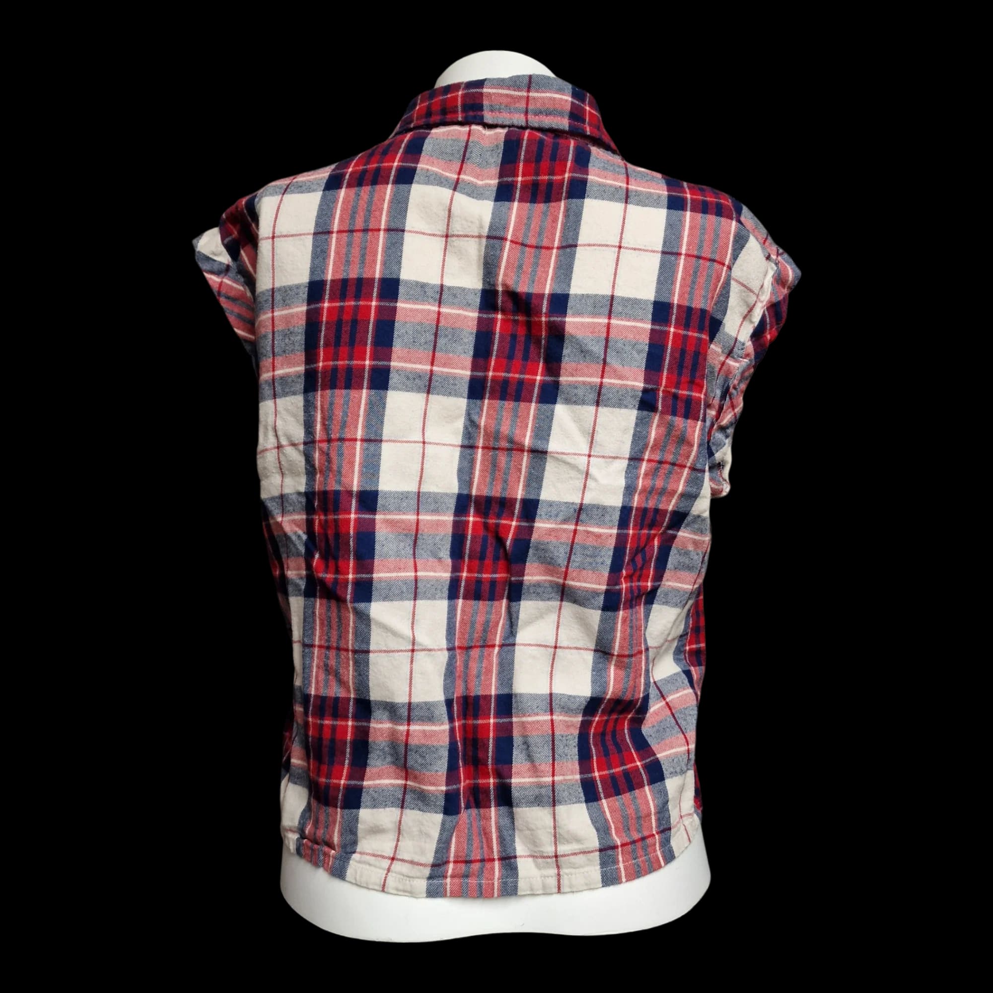 Womens New Look Red White Check Sleeveless Shirt UK 8 - Top