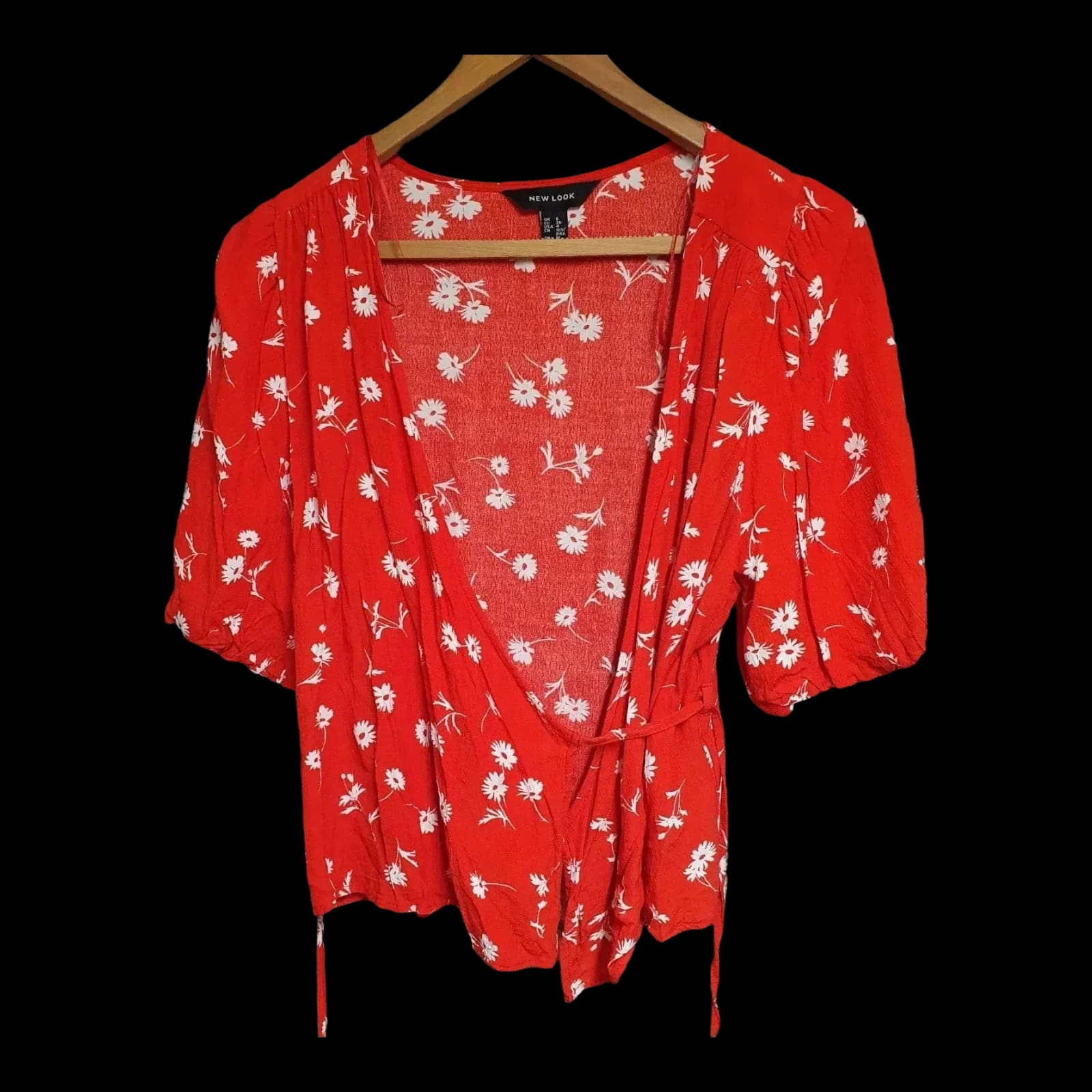 Womens New Look Red White Floral Crop Top UK 8 - 1 - 865