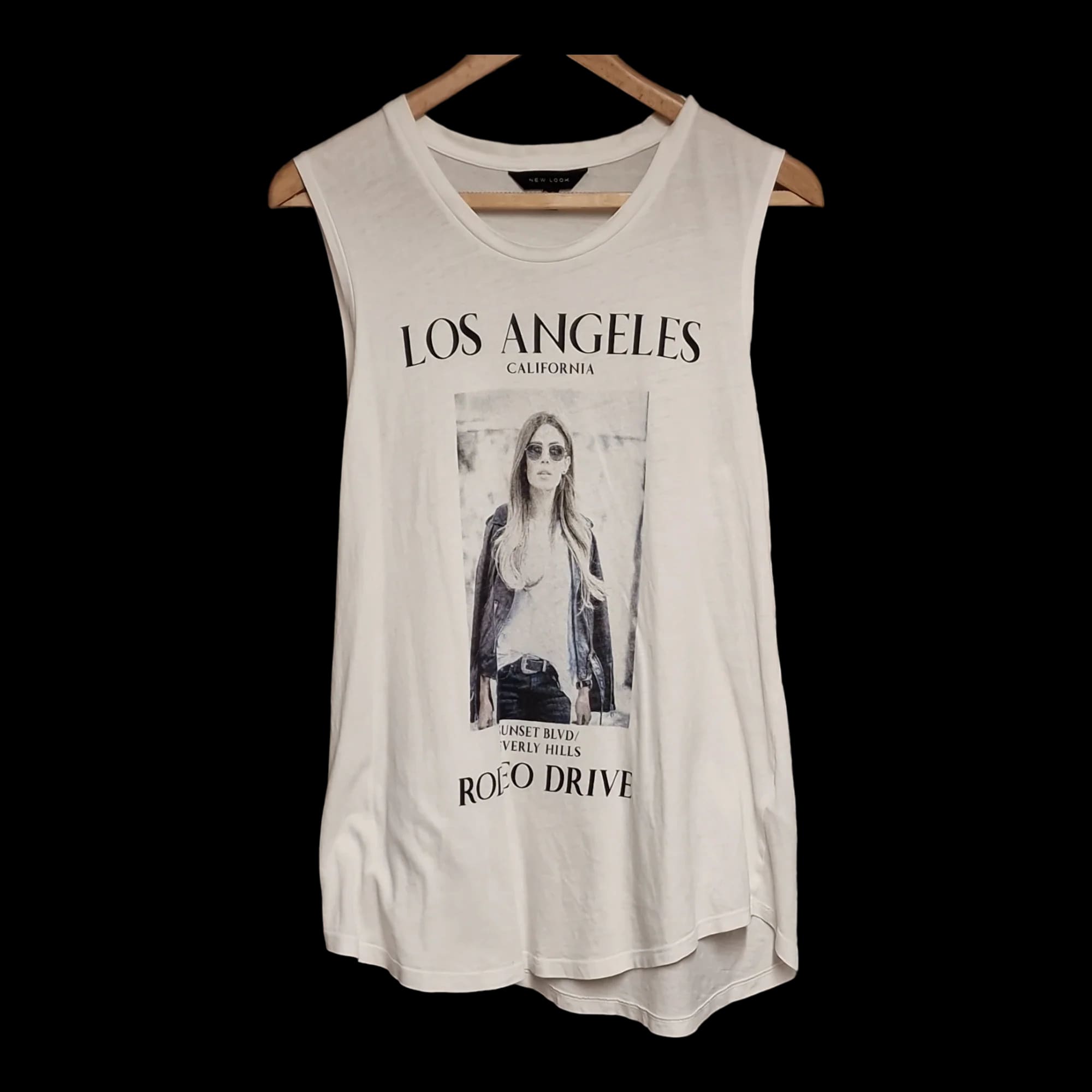 Womens New Look White Los Angeles Vest UK 12 - Top - 1 - 772