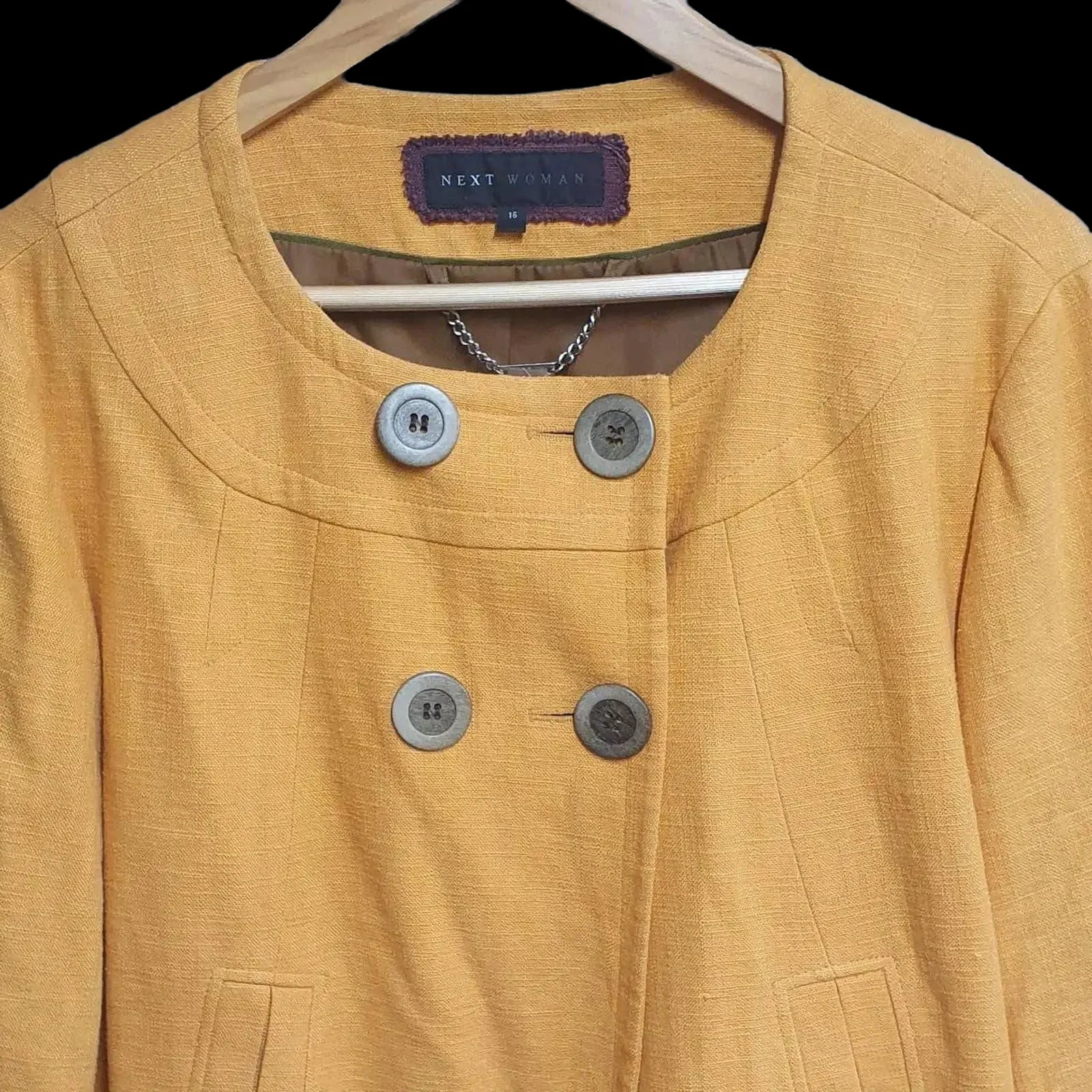 Womens Next Amber Pea Yellow Coat Uk16 - Coats & Jackets