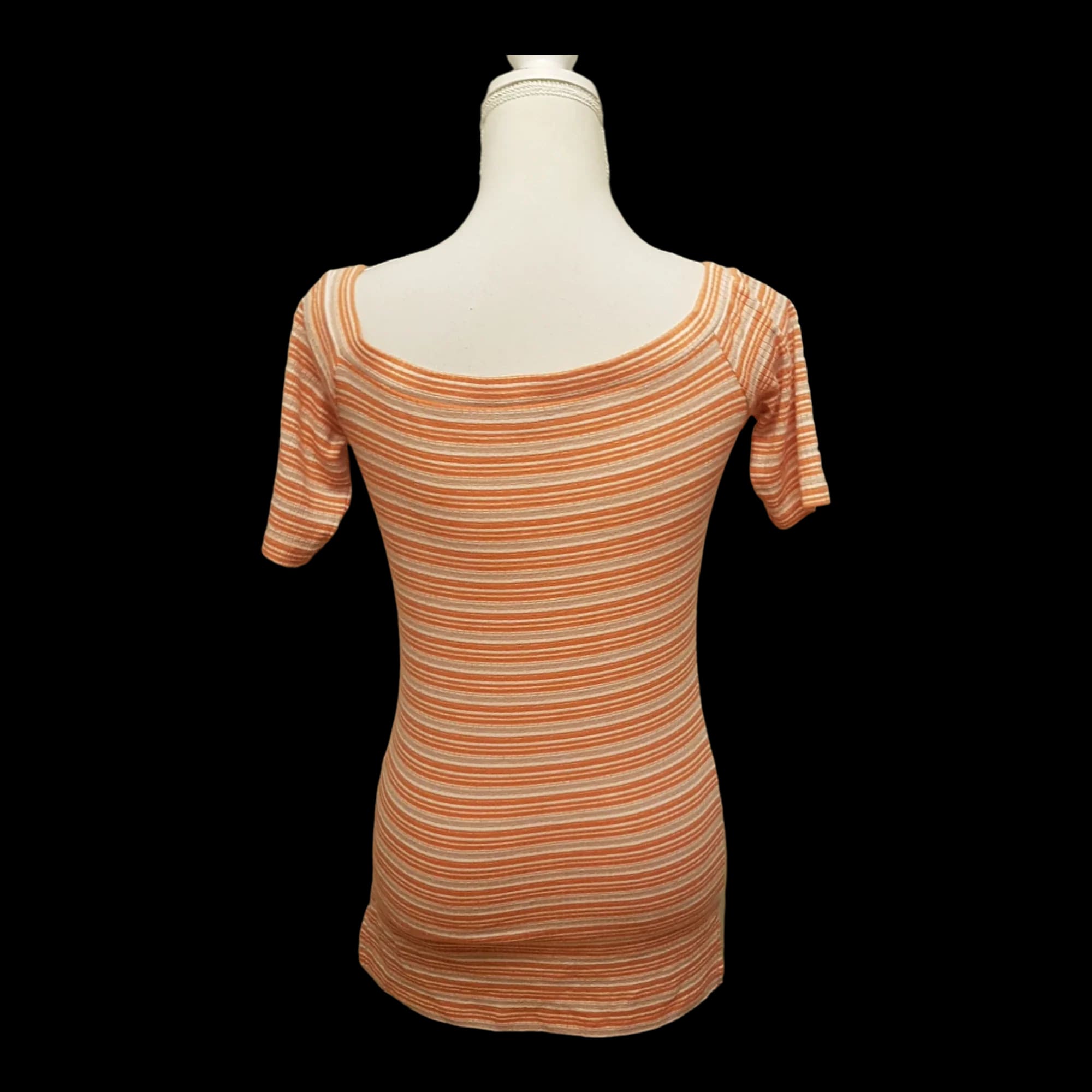 Womens Next Orange Grey White Striped Off The Shoulder Top