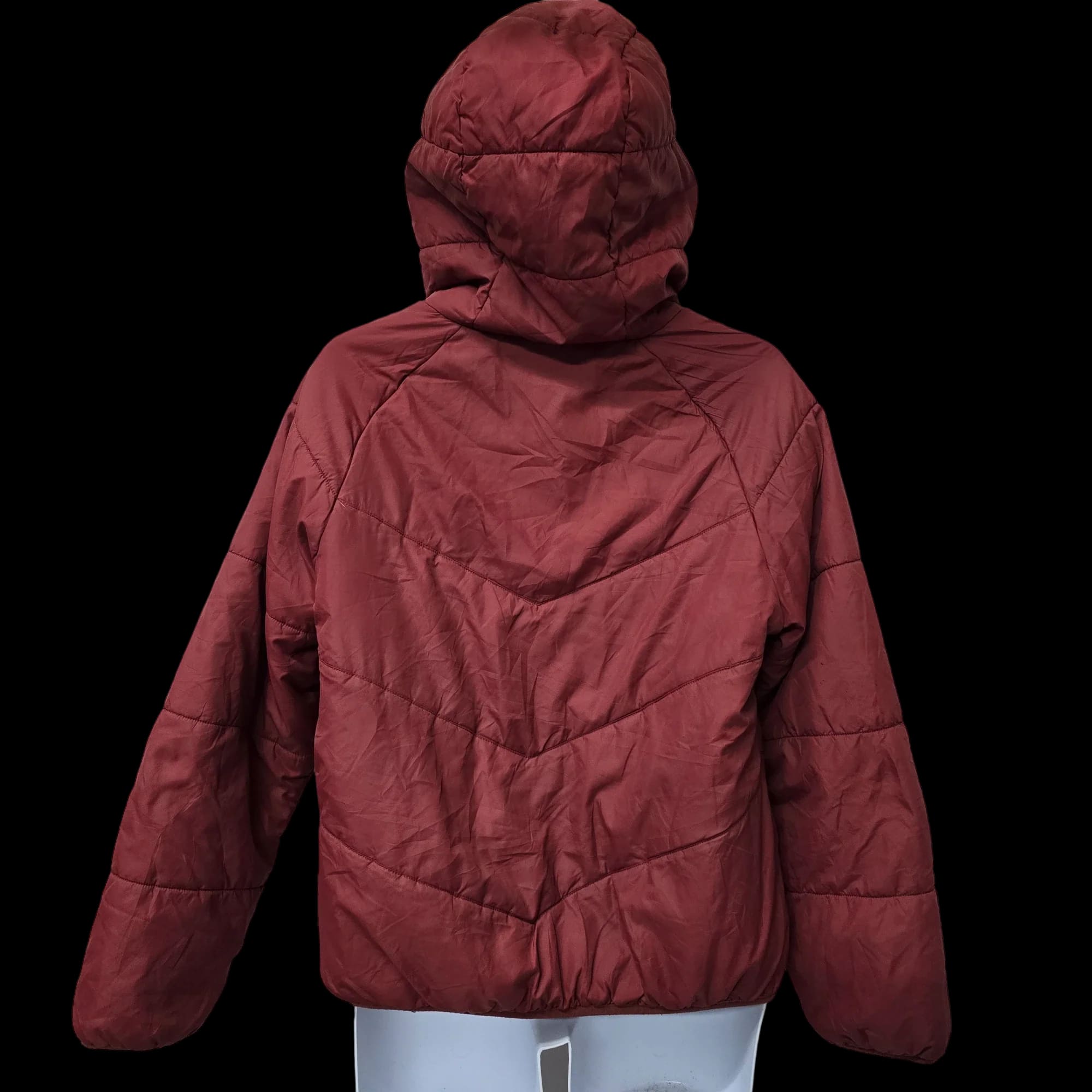 Womens Nike Red Padded Coat With Hood UK Medium - Women’s