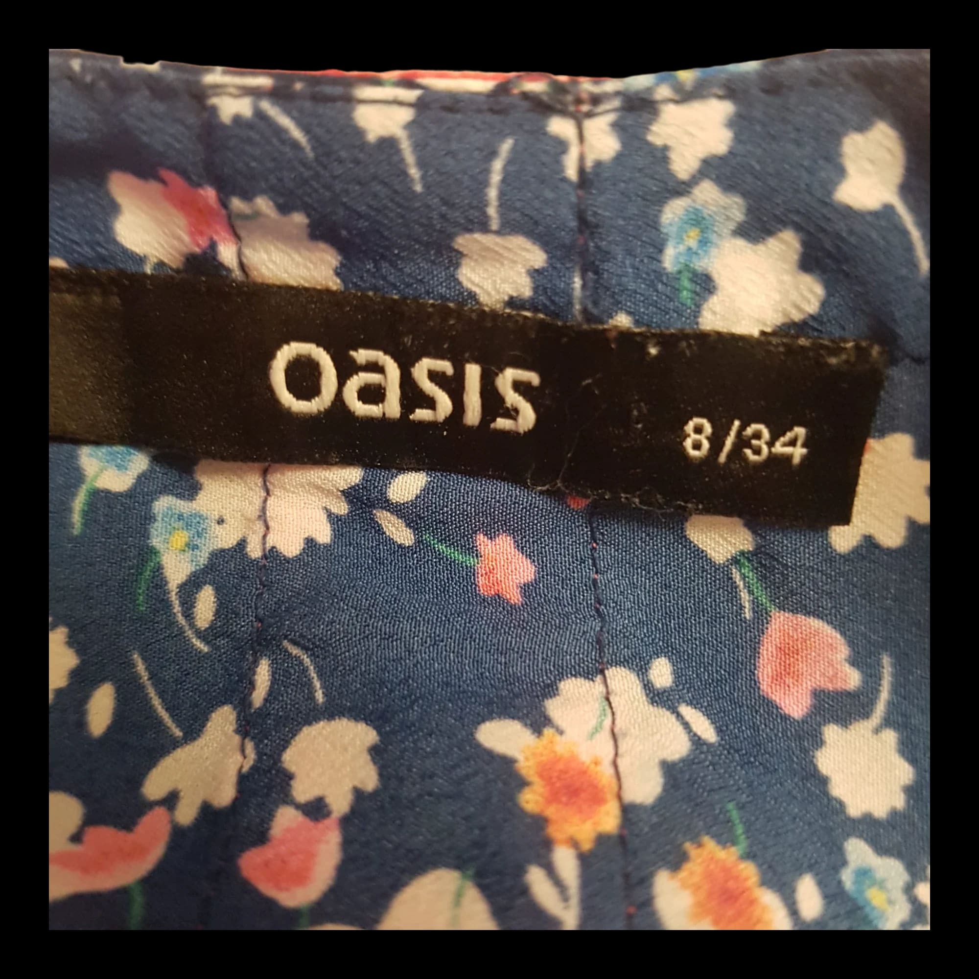 Womens Oasis Floral Blue Pink White Top UK 8 - 1929