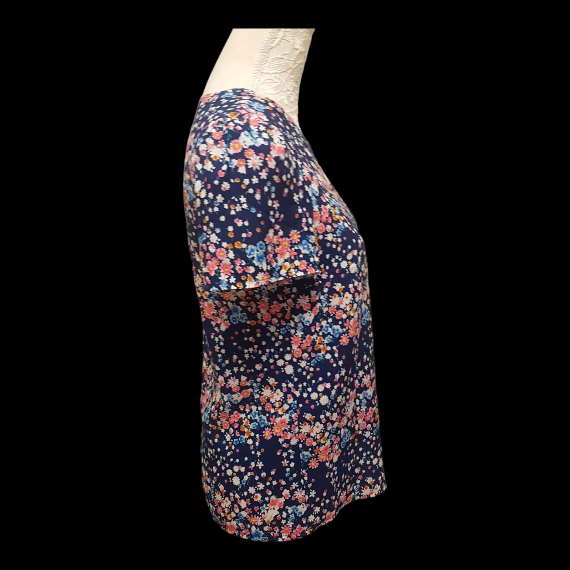 Womens Oasis Floral Blue Pink White Top UK 8 - 4 - 1929
