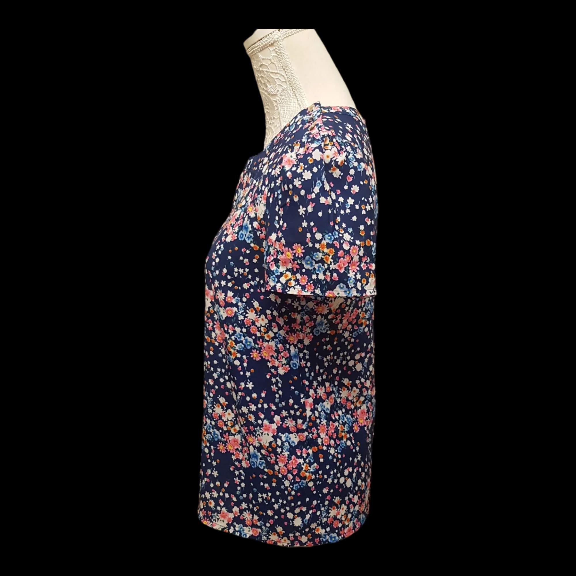 Womens Oasis Floral Blue Pink White Top UK 8 - 3 - 1929
