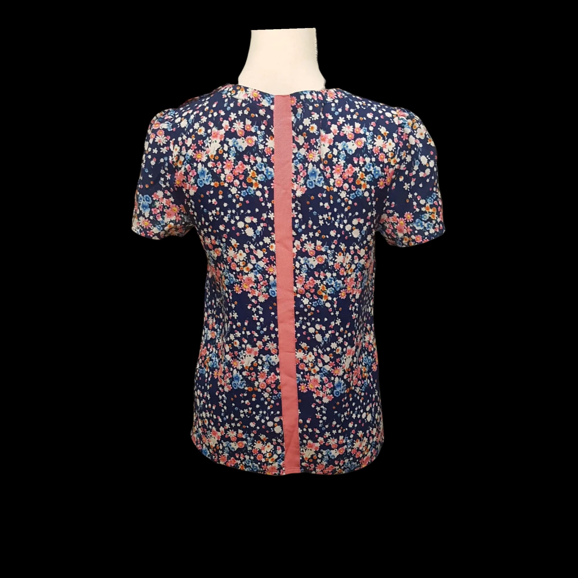 Womens Oasis Floral Blue Pink White Top UK 8 - 2 - 1929