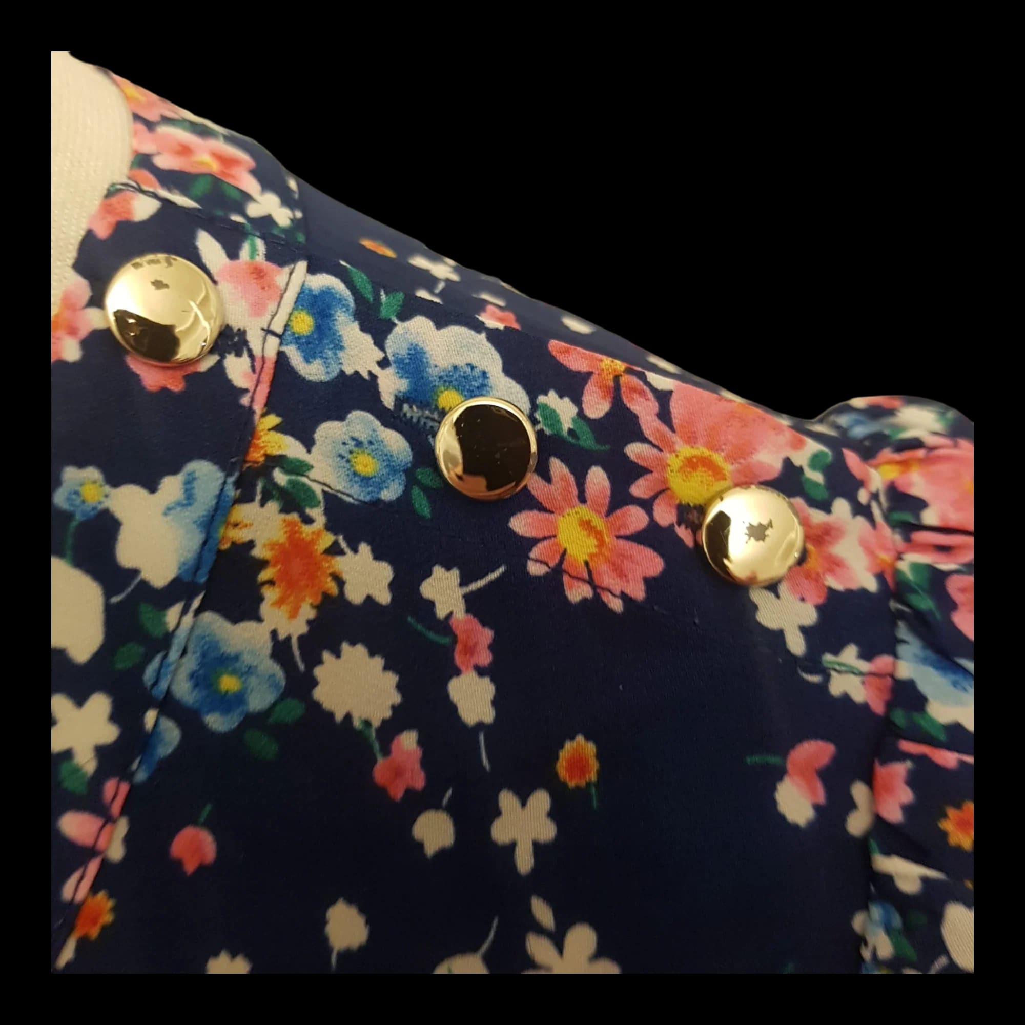 Womens Oasis Floral Blue Pink White Top UK 8 - 5 - 1929