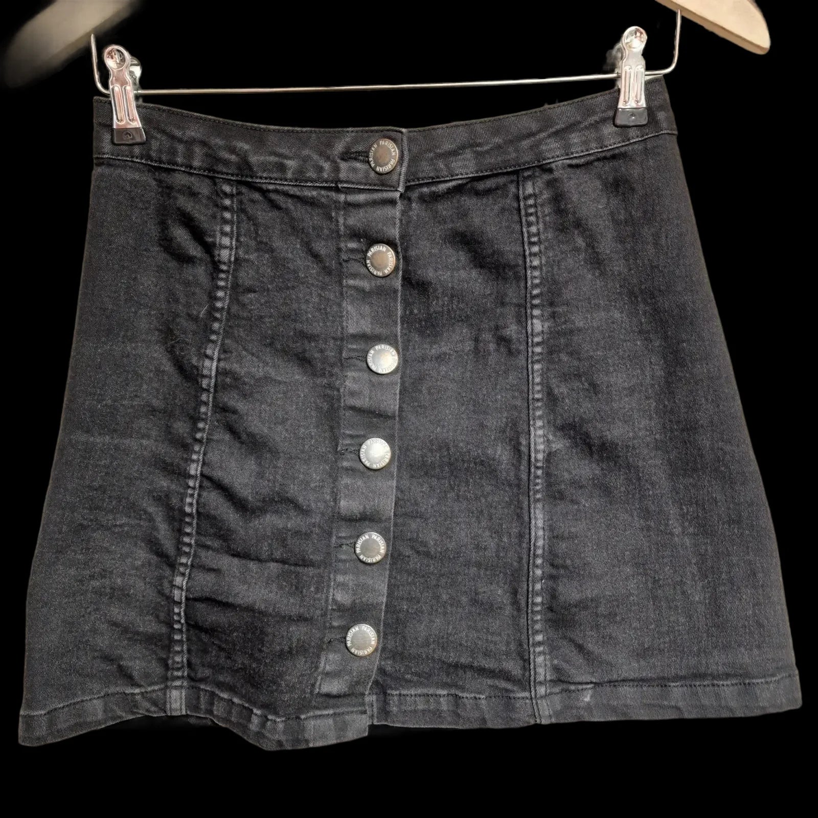 Womens Parisian Black Button Up Mini Skirt Uk 8 - Skirts