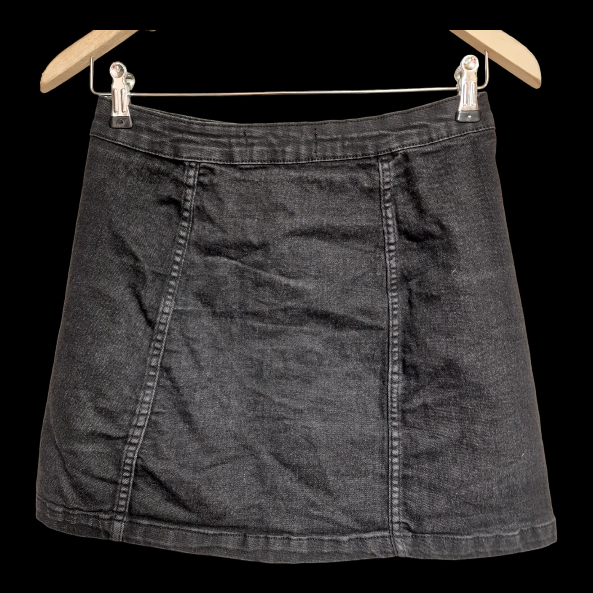 Womens Parisian Black Button Up Mini Skirt Uk 8 - Skirts