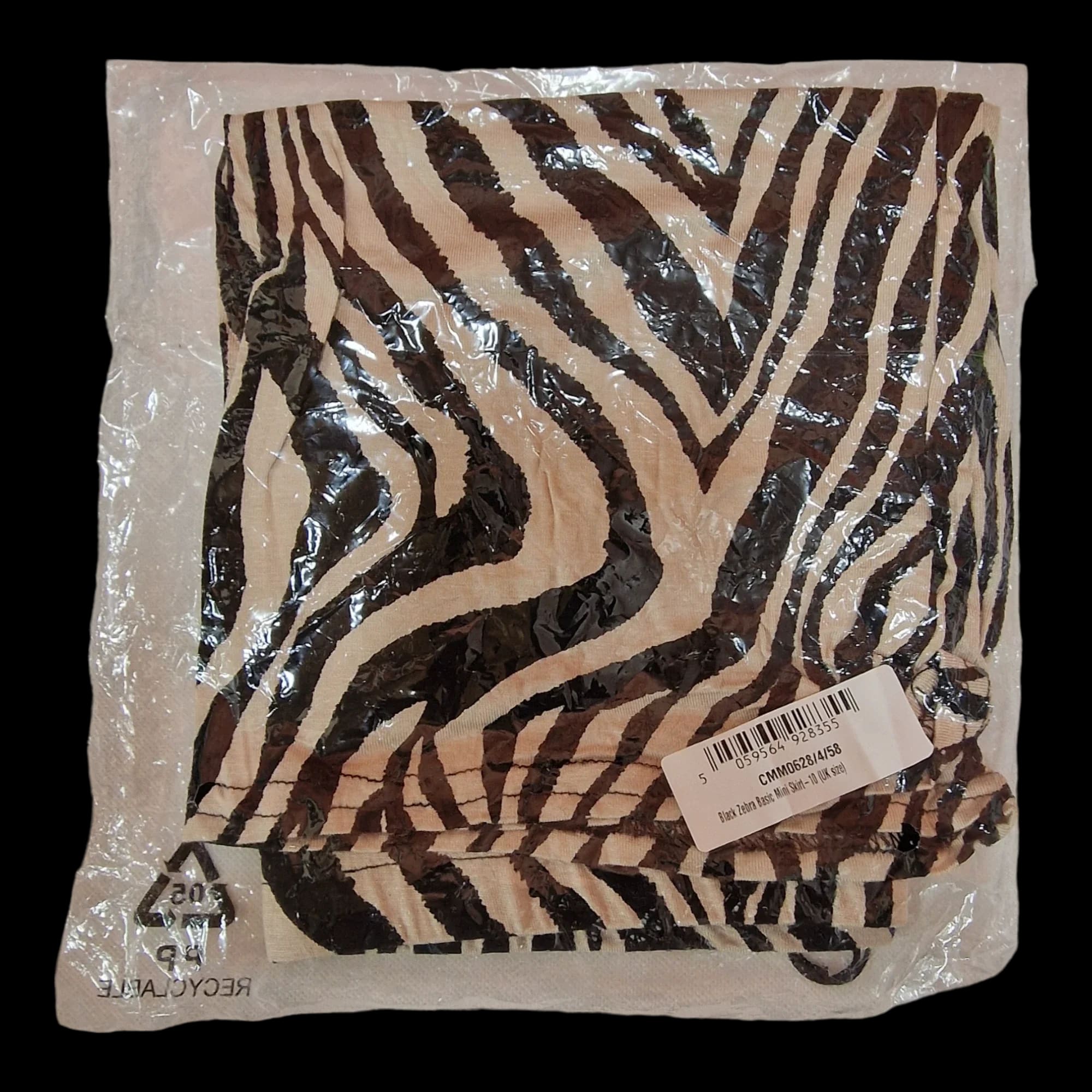Womens Pretty Little Thing Black Brown Zebra Print Mini