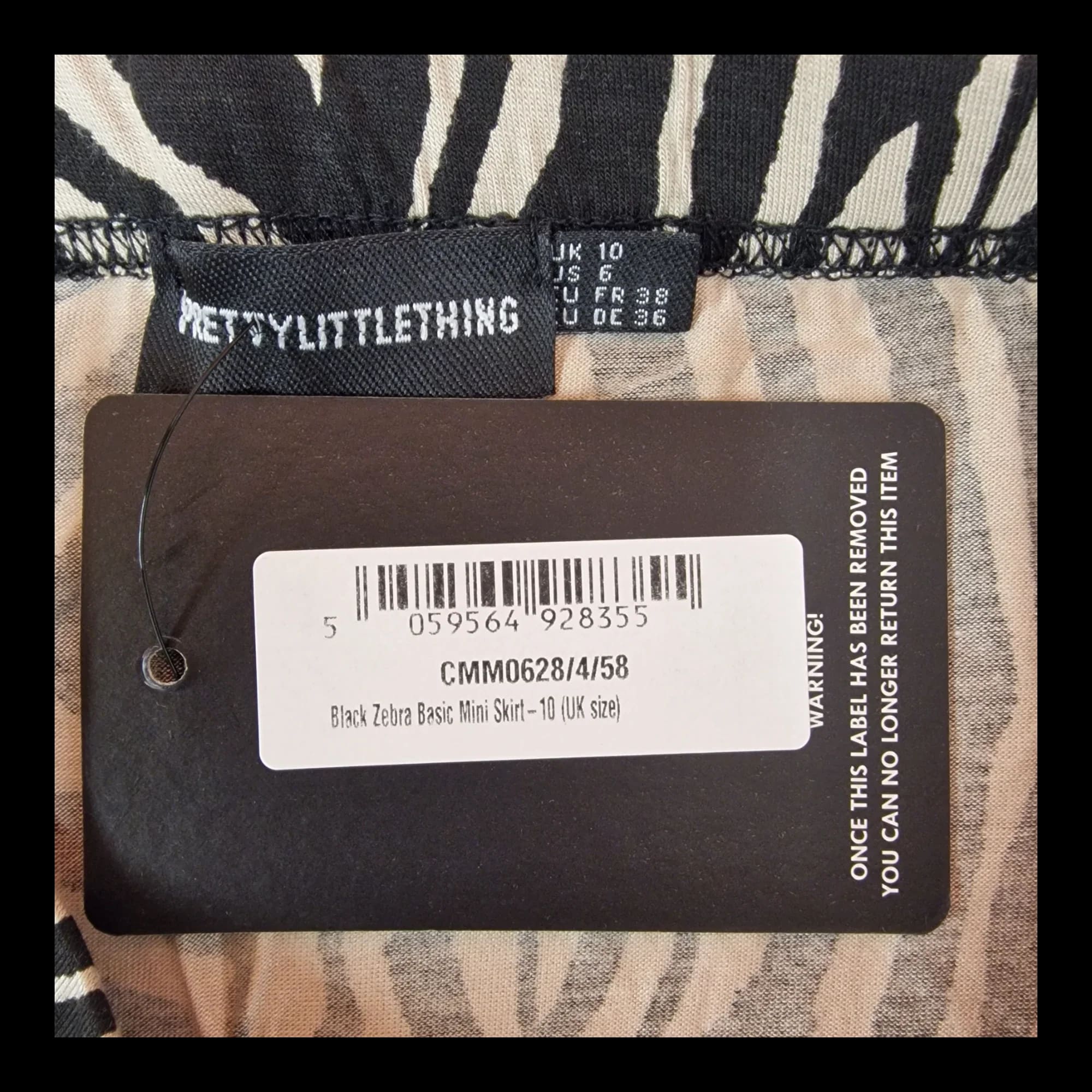 Womens Pretty Little Thing Black Brown Zebra Print Mini