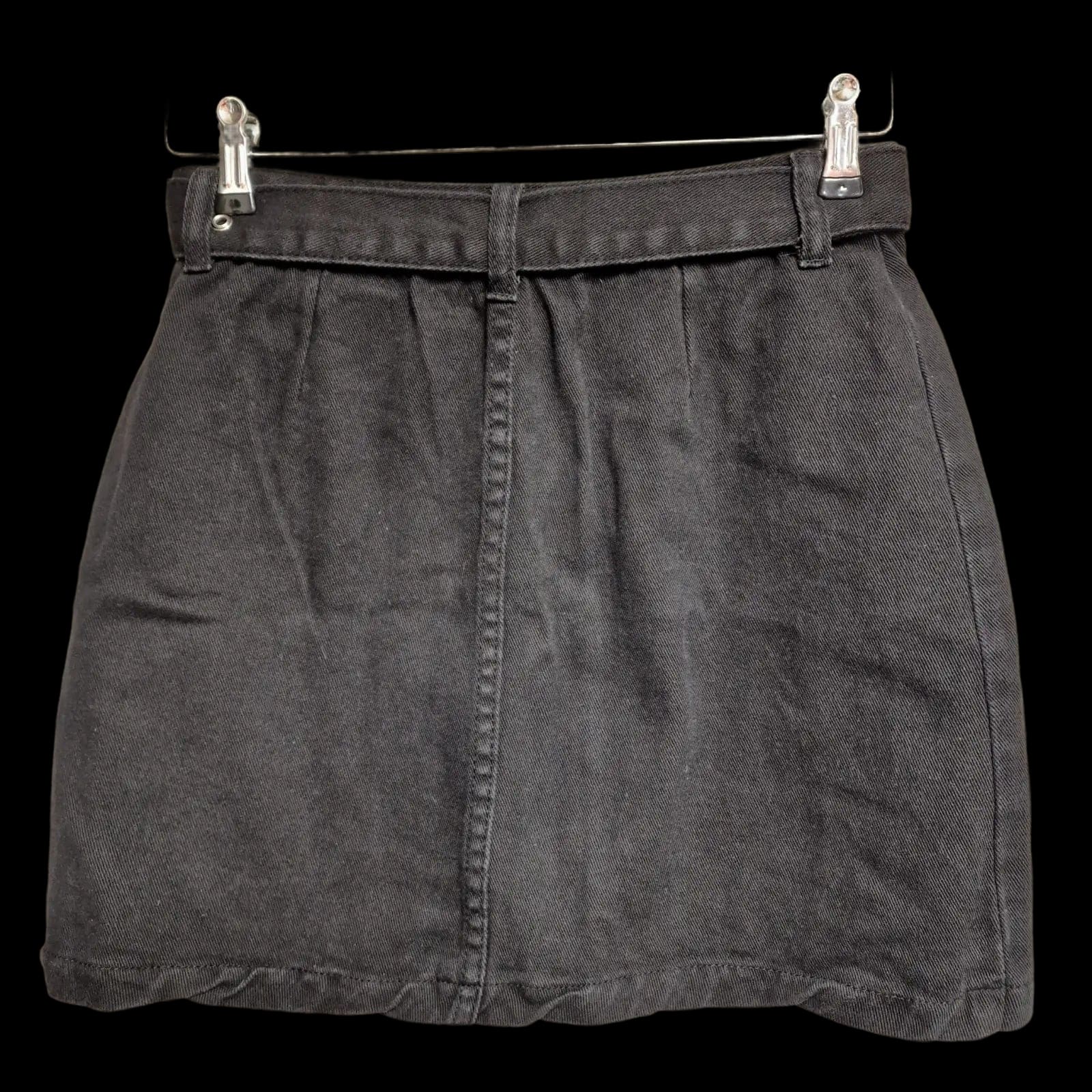 Womens Pretty Little Thing Black Denim Mini Skirt Uk 8