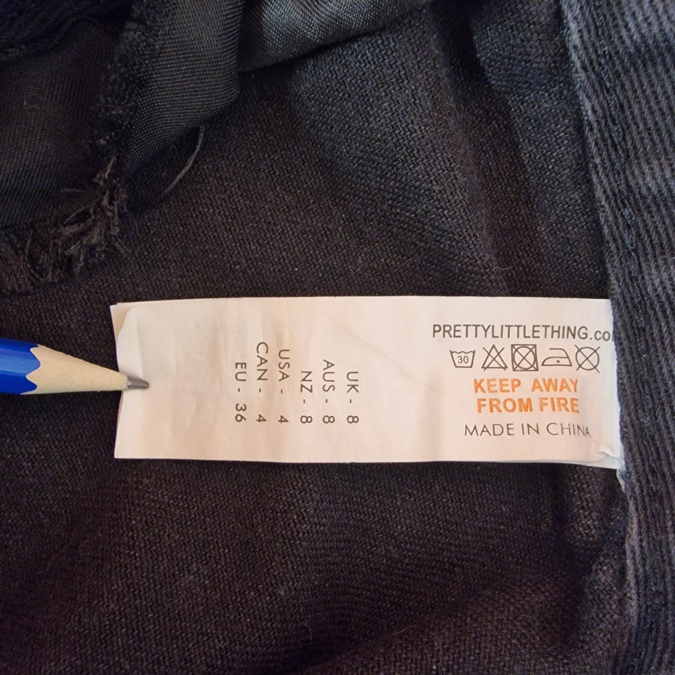 Womens Pretty Little Thing Black Denim Mini Skirt Uk 8