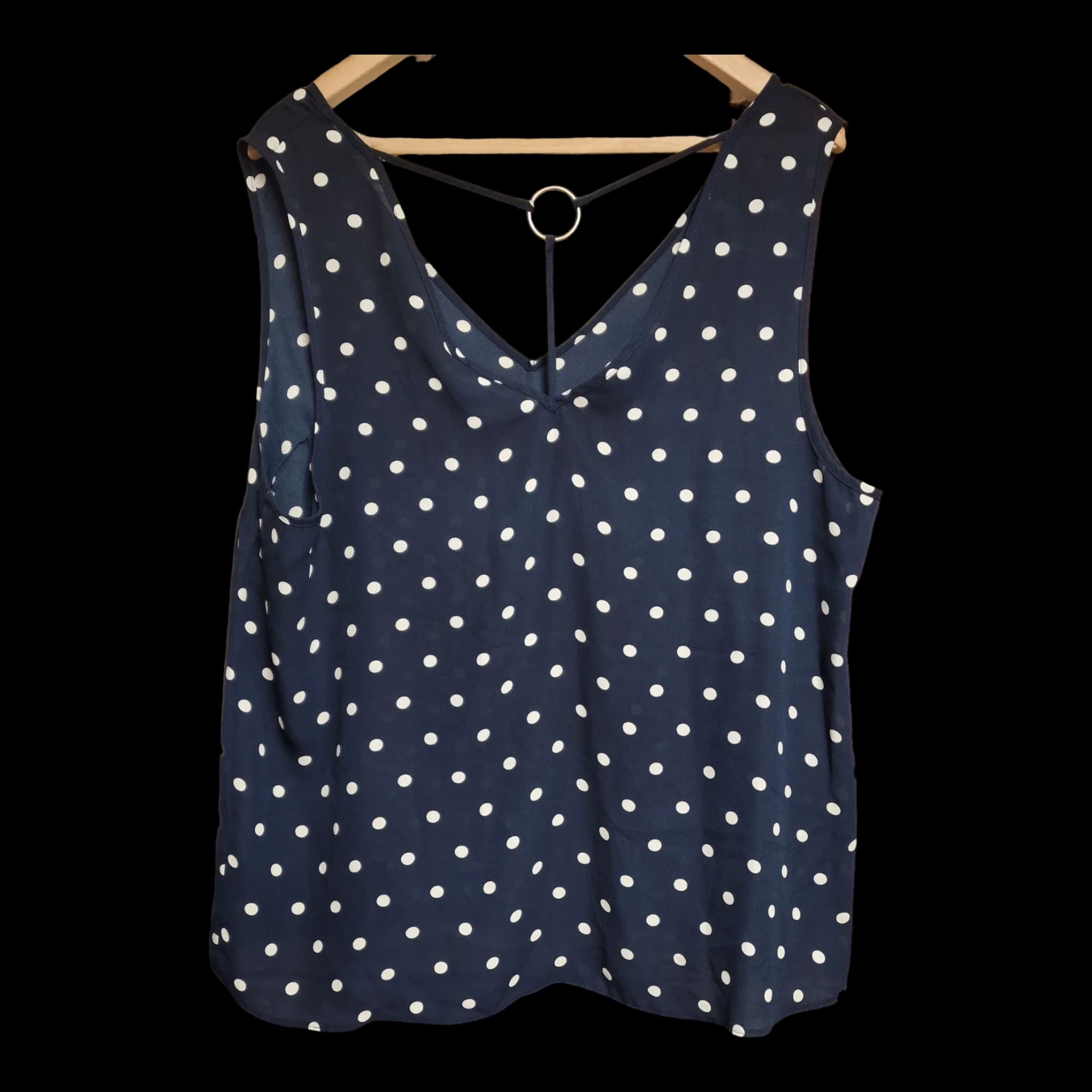 Womens Primark Navy Polkadot Top UK 20 - 2 - 1206