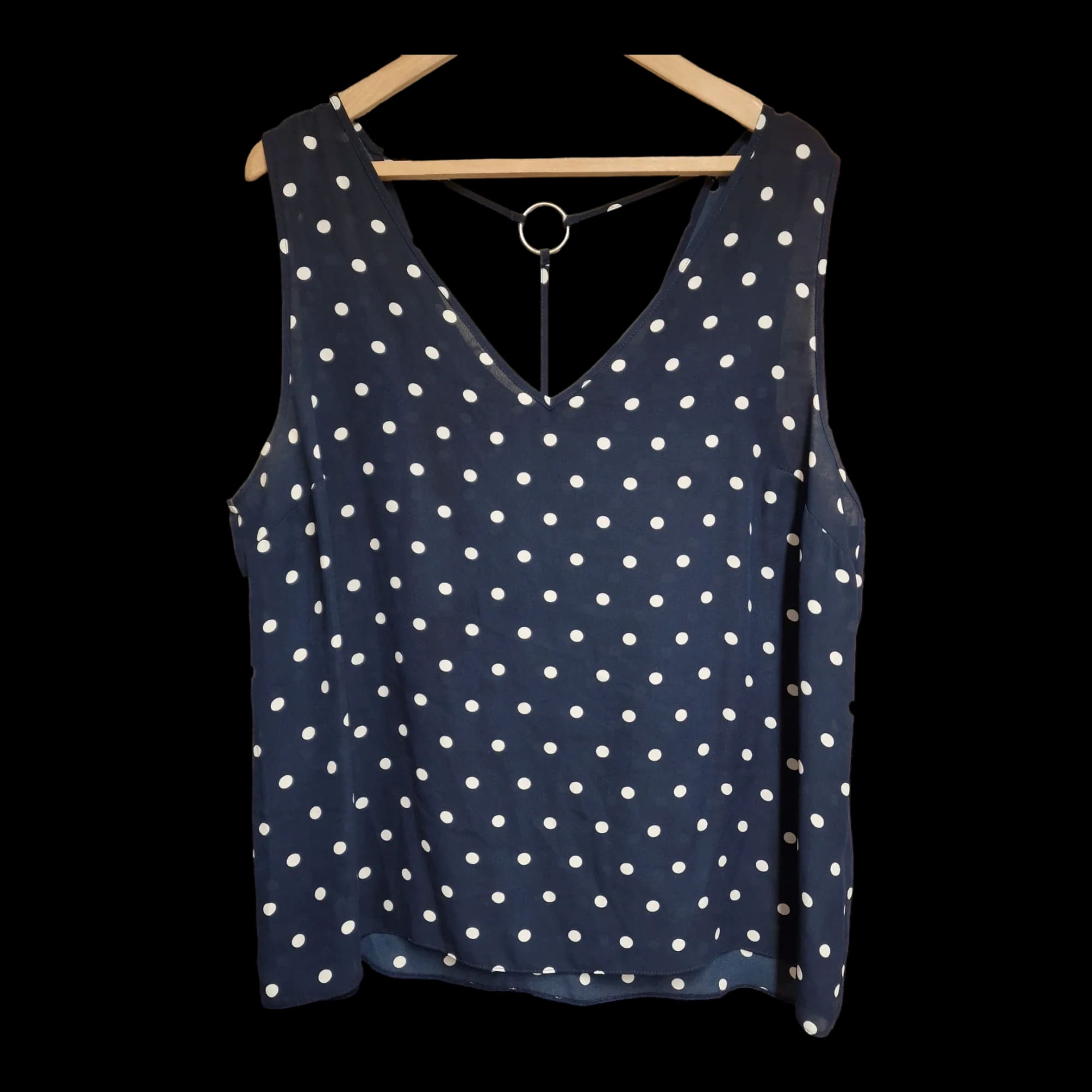 Womens Primark Navy Polkadot Top UK 20 - 1 - 1206