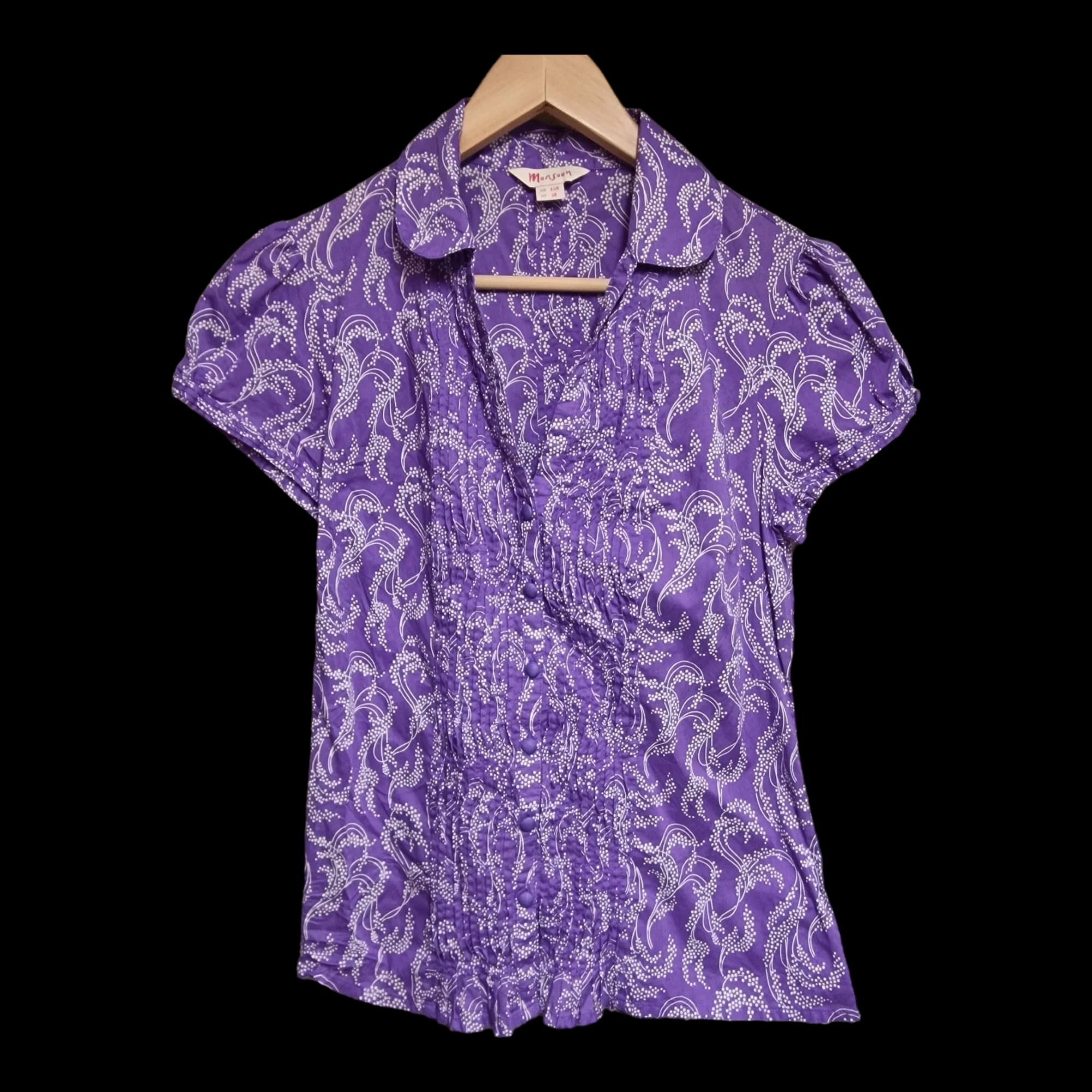 Womens Purple Monsoon Short Sleeve Blouse UK 10 - Top - 1