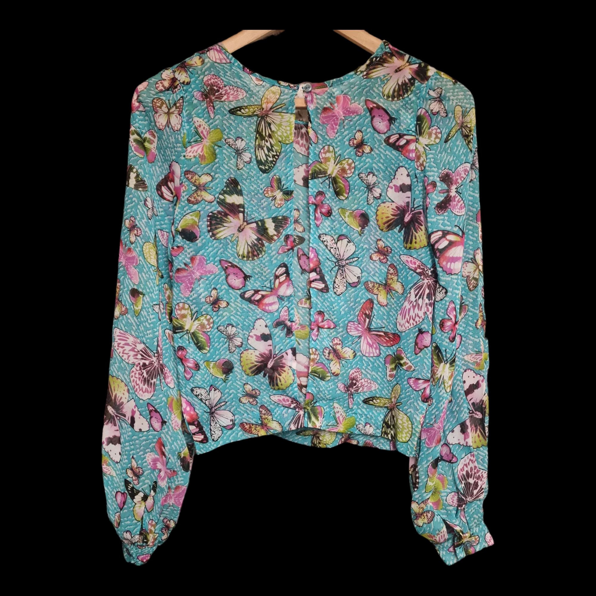 Womens Ribbon Multicoloured Butterfly Blouse UK 8 - Top - 2