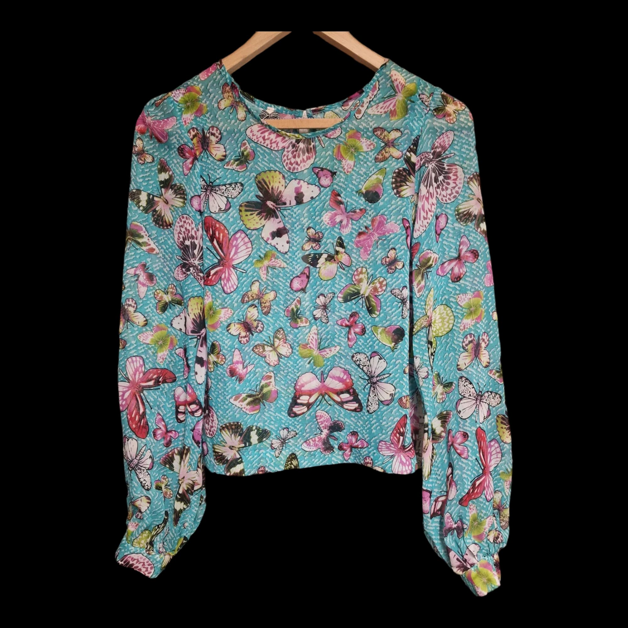 Womens Ribbon Multicoloured Butterfly Blouse UK 8 - Top - 1