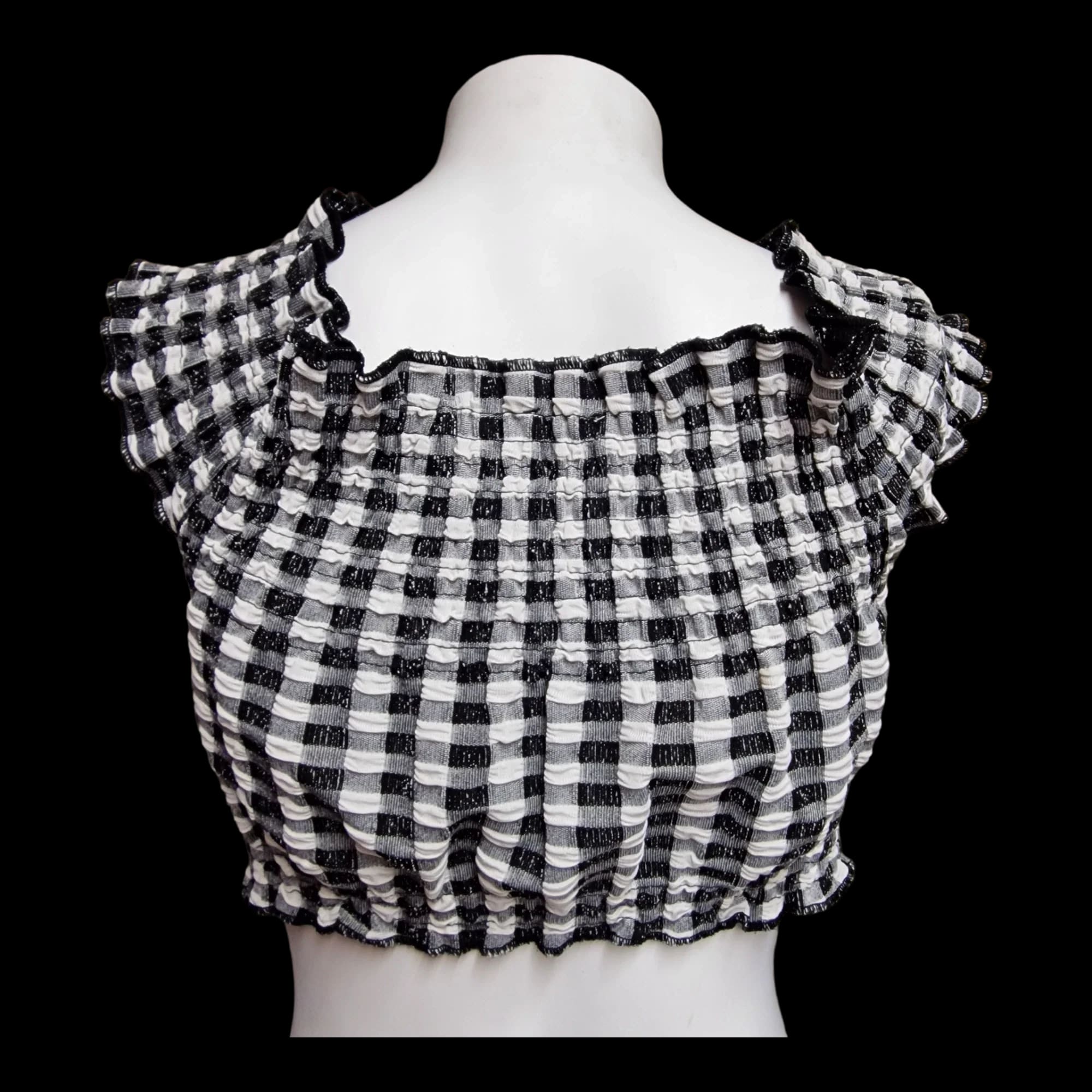 Womens River Island Black White Check Crop Top UK 10 - 2