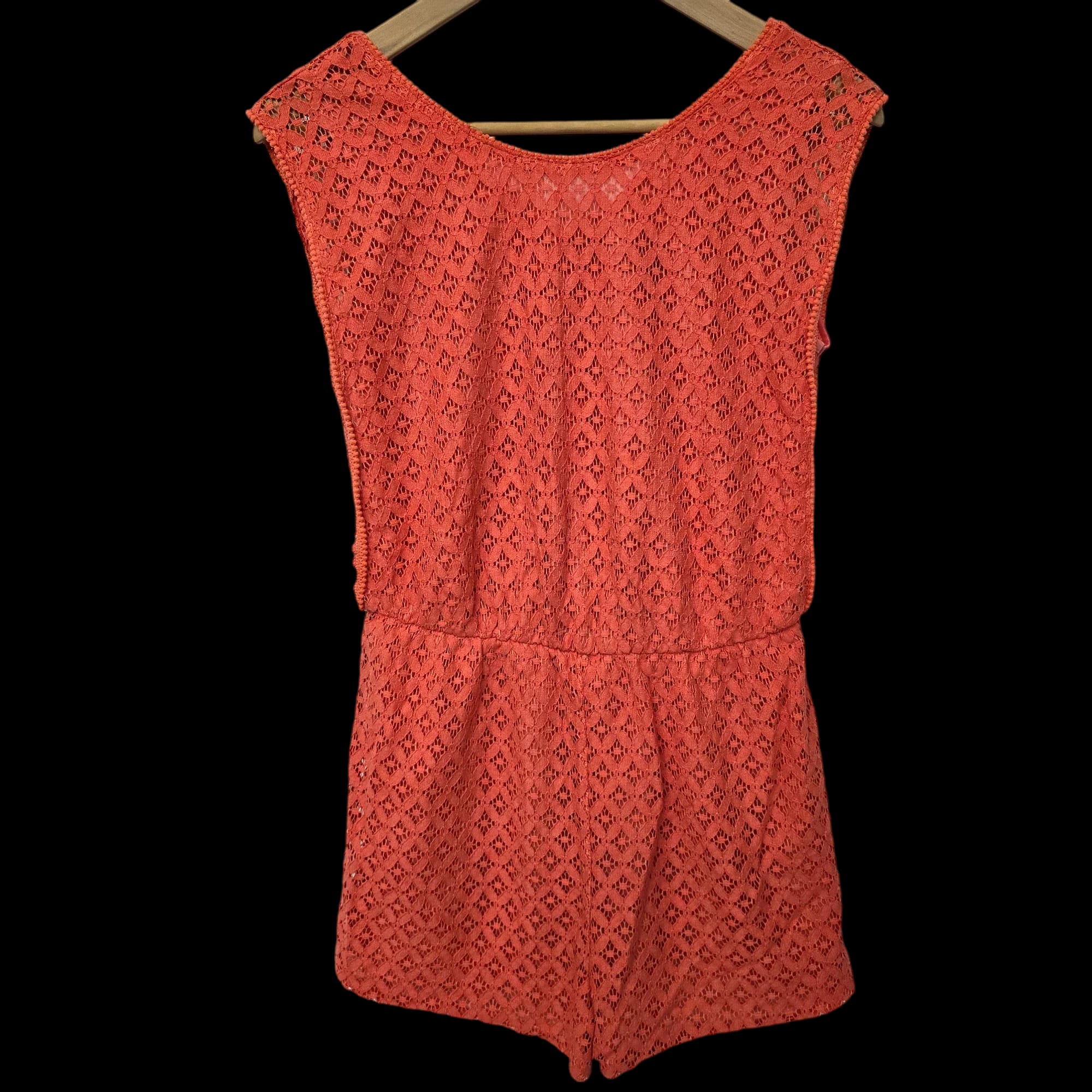 Womens Select Pink Coral Crochet Playsuit UK 12 - 1 - 3561