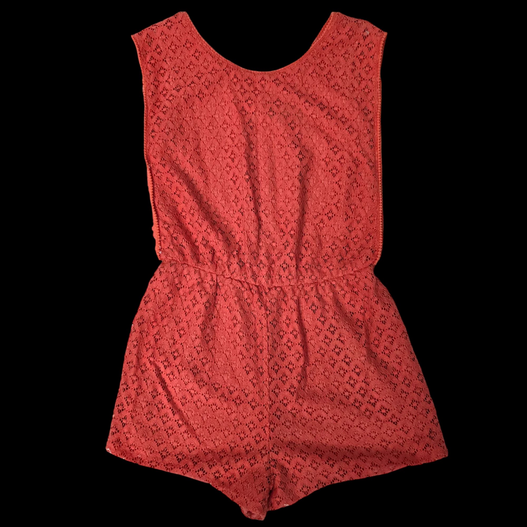 Womens Select Pink Coral Crochet Playsuit UK 12 - 3 - 3561