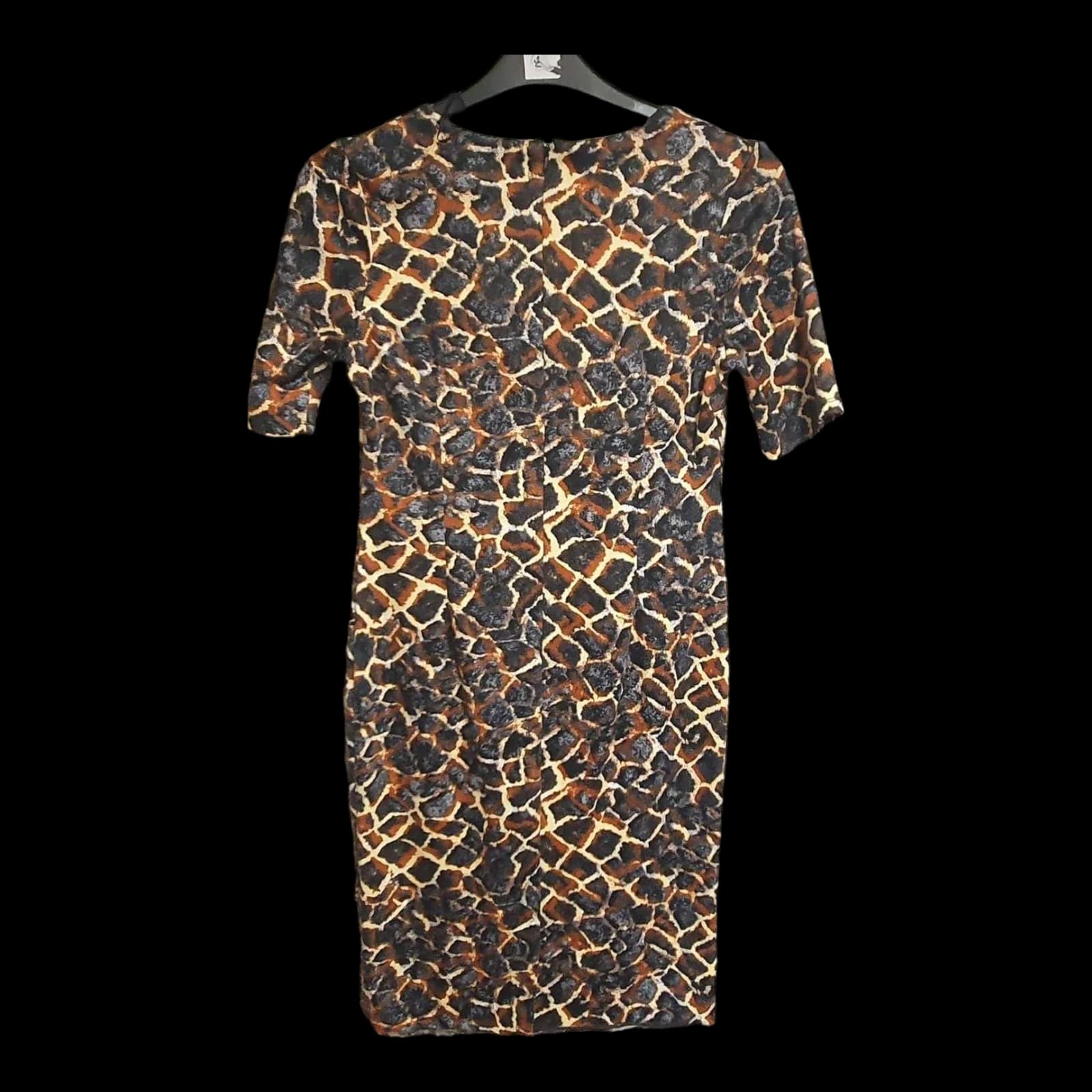 Womens Simon Jeffrey Black Brown Leopard Print Dress UK 10