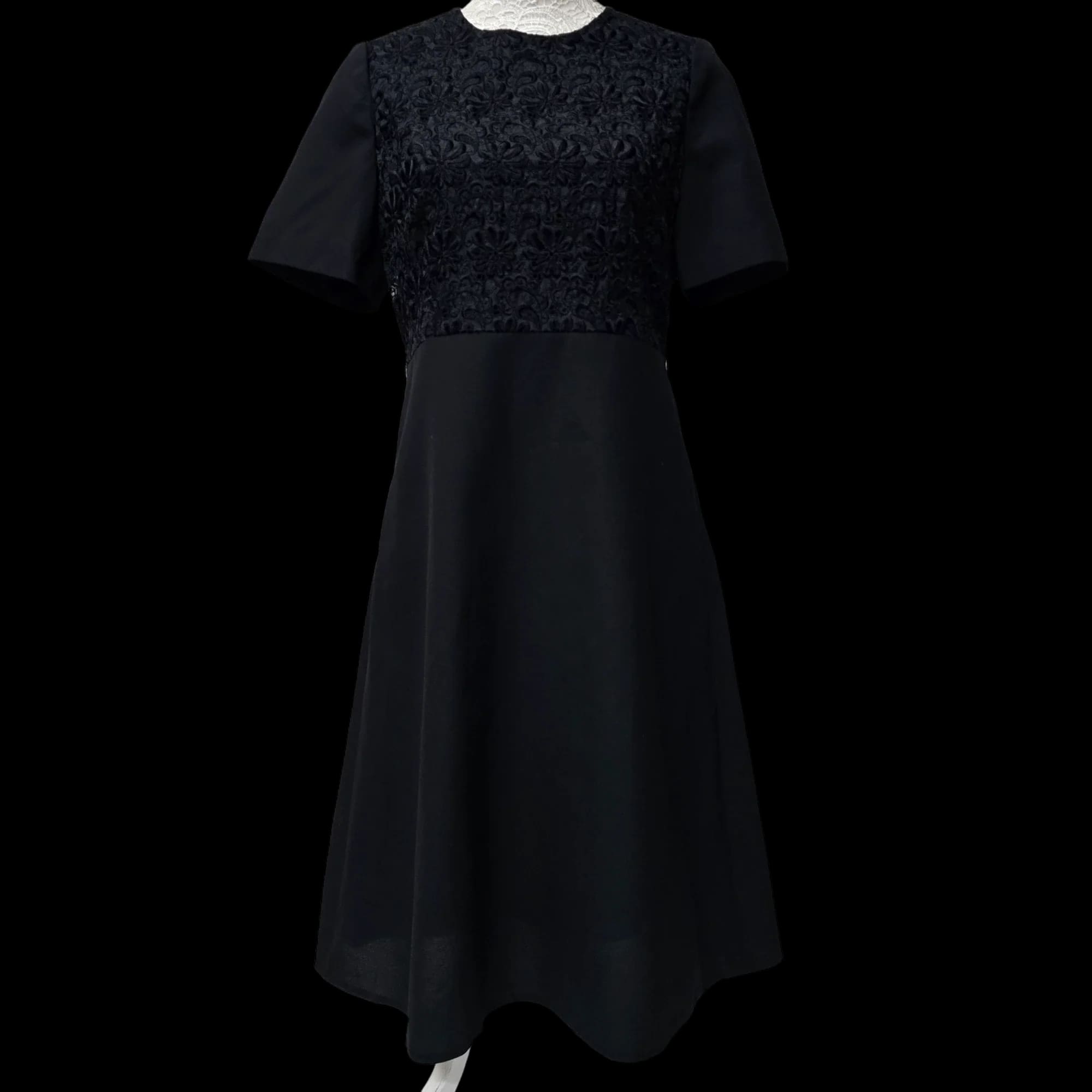 Womens Tennessee Black Floral A-Line dress UK 12-14 Vintage