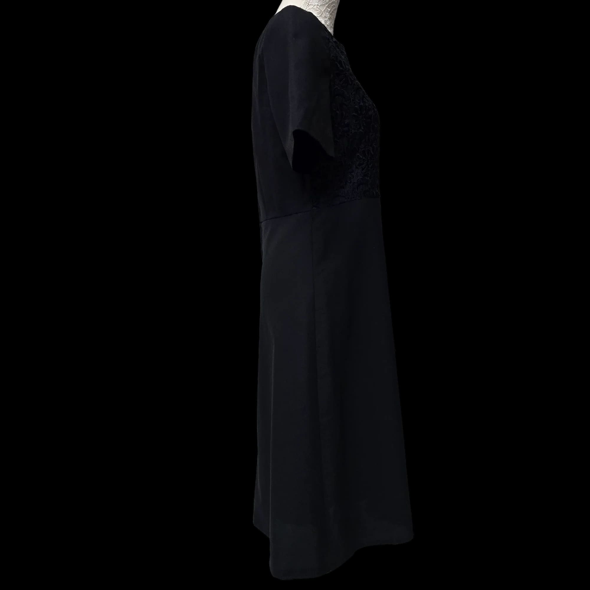 Womens Tennessee Black Floral A-Line dress UK 12-14 Vintage