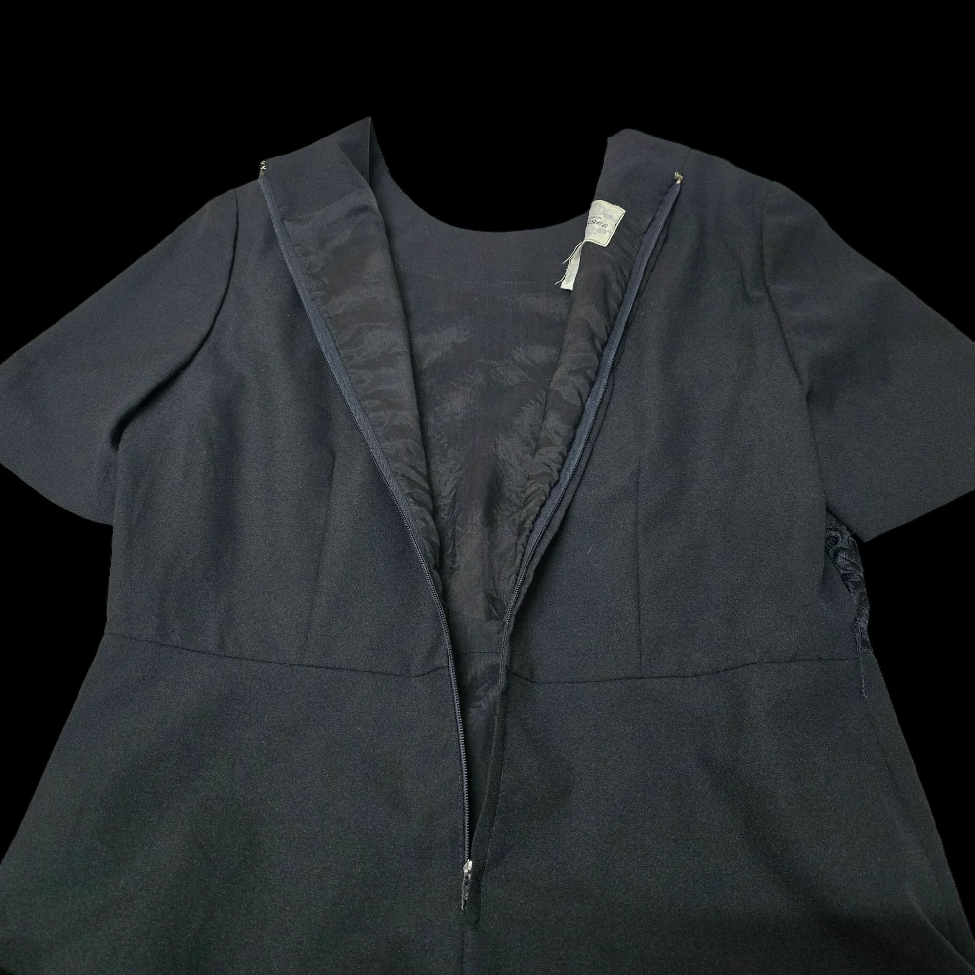 Womens Tennessee Black Floral A-Line dress UK 12-14 Vintage