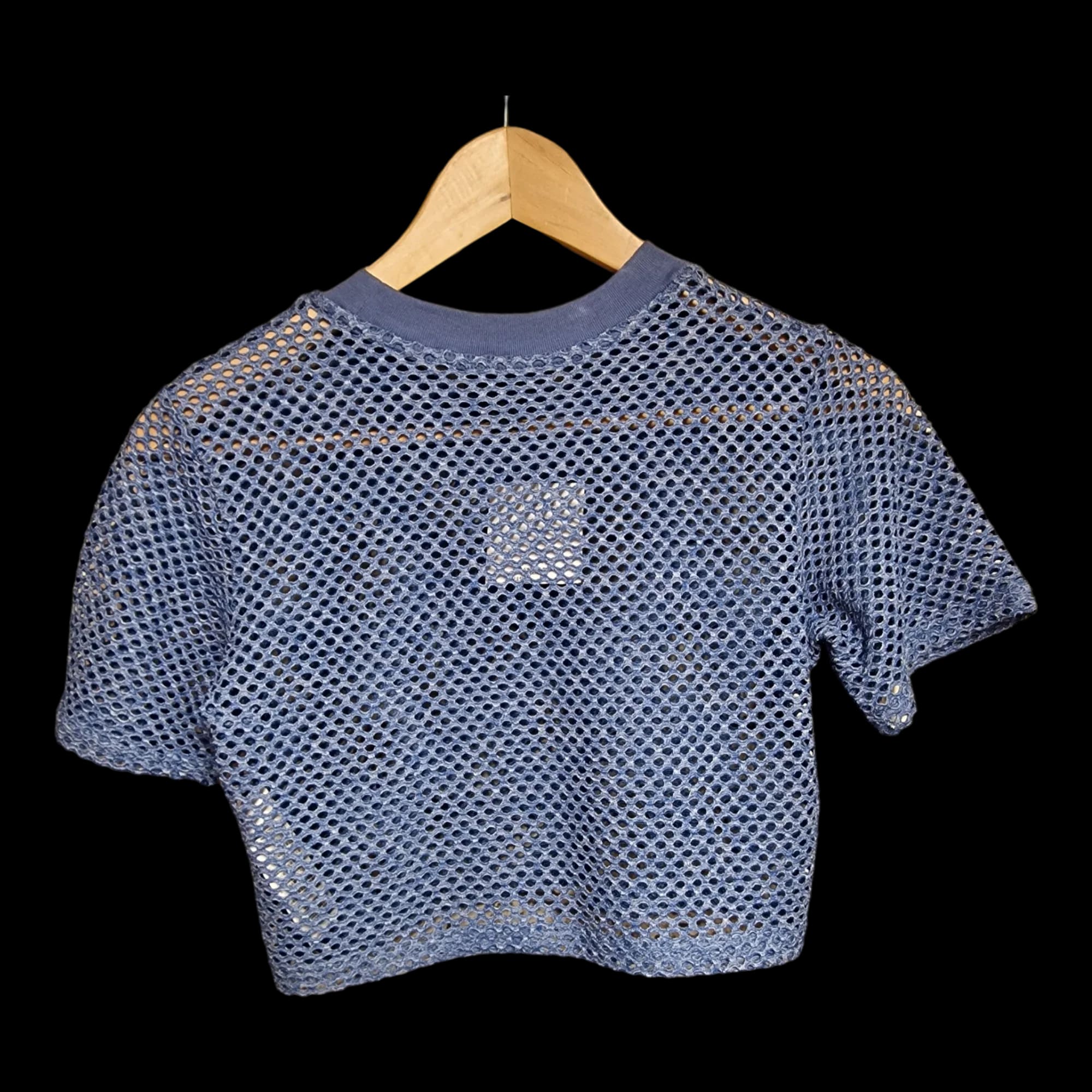 Womens Topshop Blue Mesh Crop Top UK 8 - 2 - 979