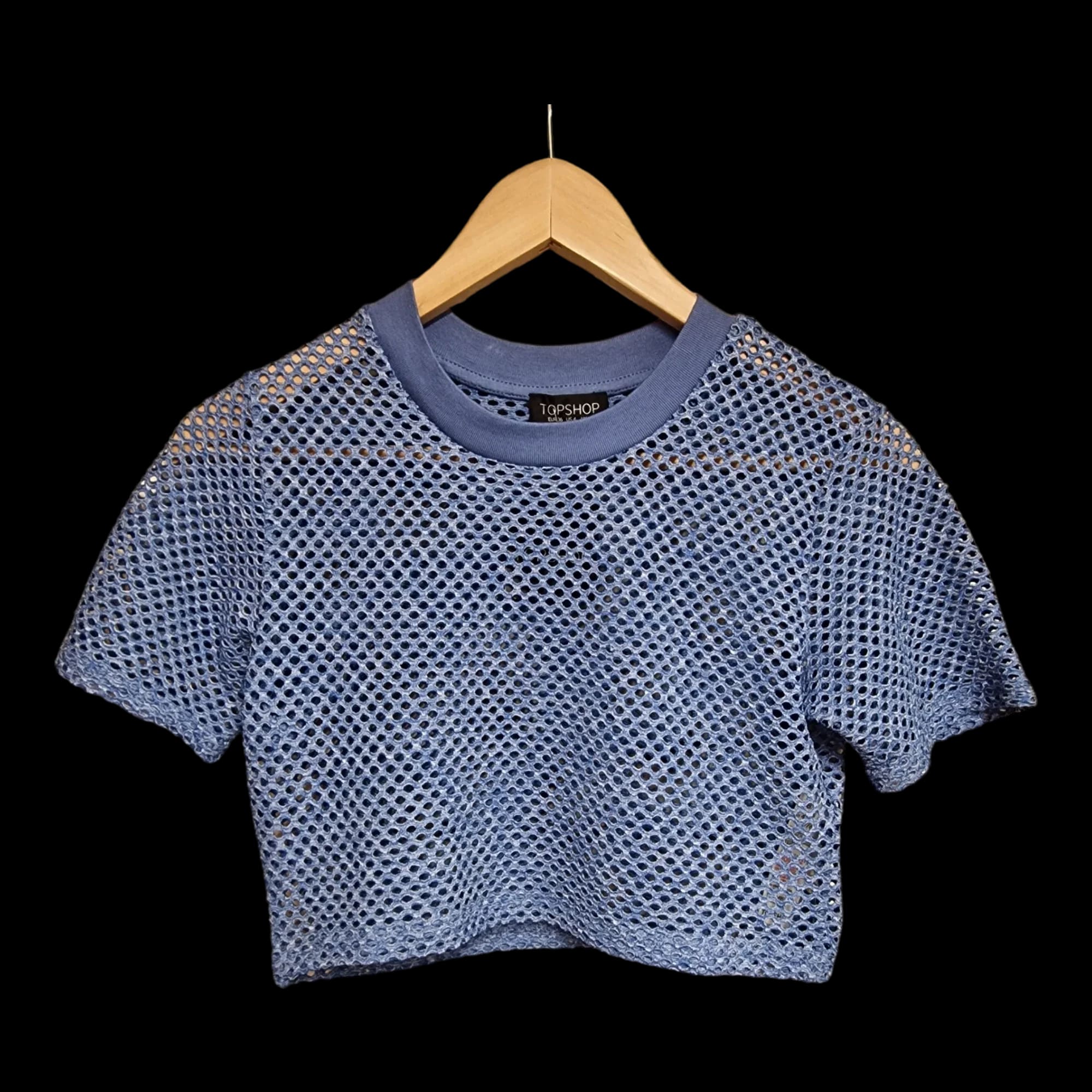 Womens Topshop Blue Mesh Crop Top UK 8 - 1 - 979