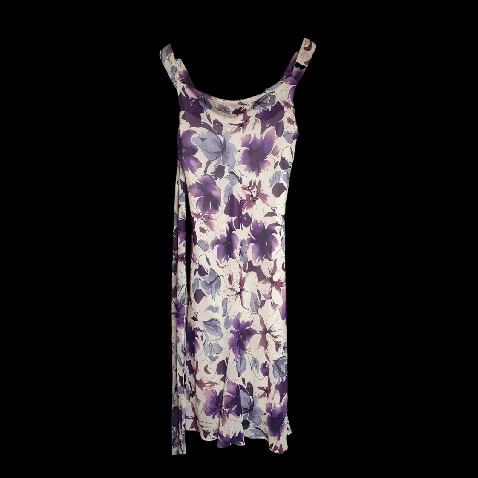 Womens Vintage BHS Maxi Purple Floral Dress UK 12 - Dresses