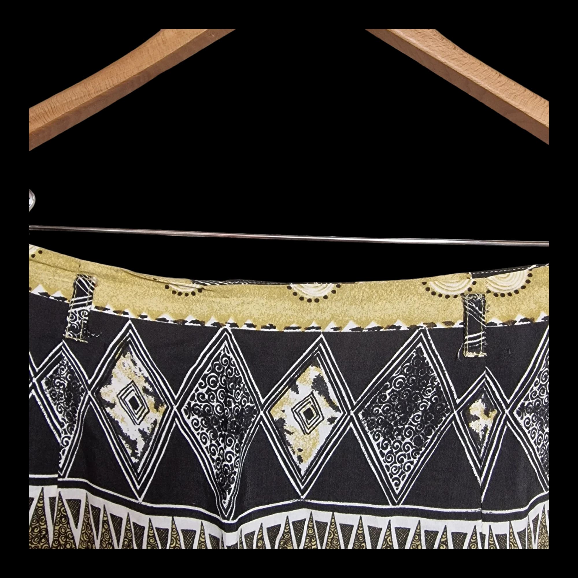 Womens Vintage Black Brown Wrap Around Skirt UK 16 - Skirts