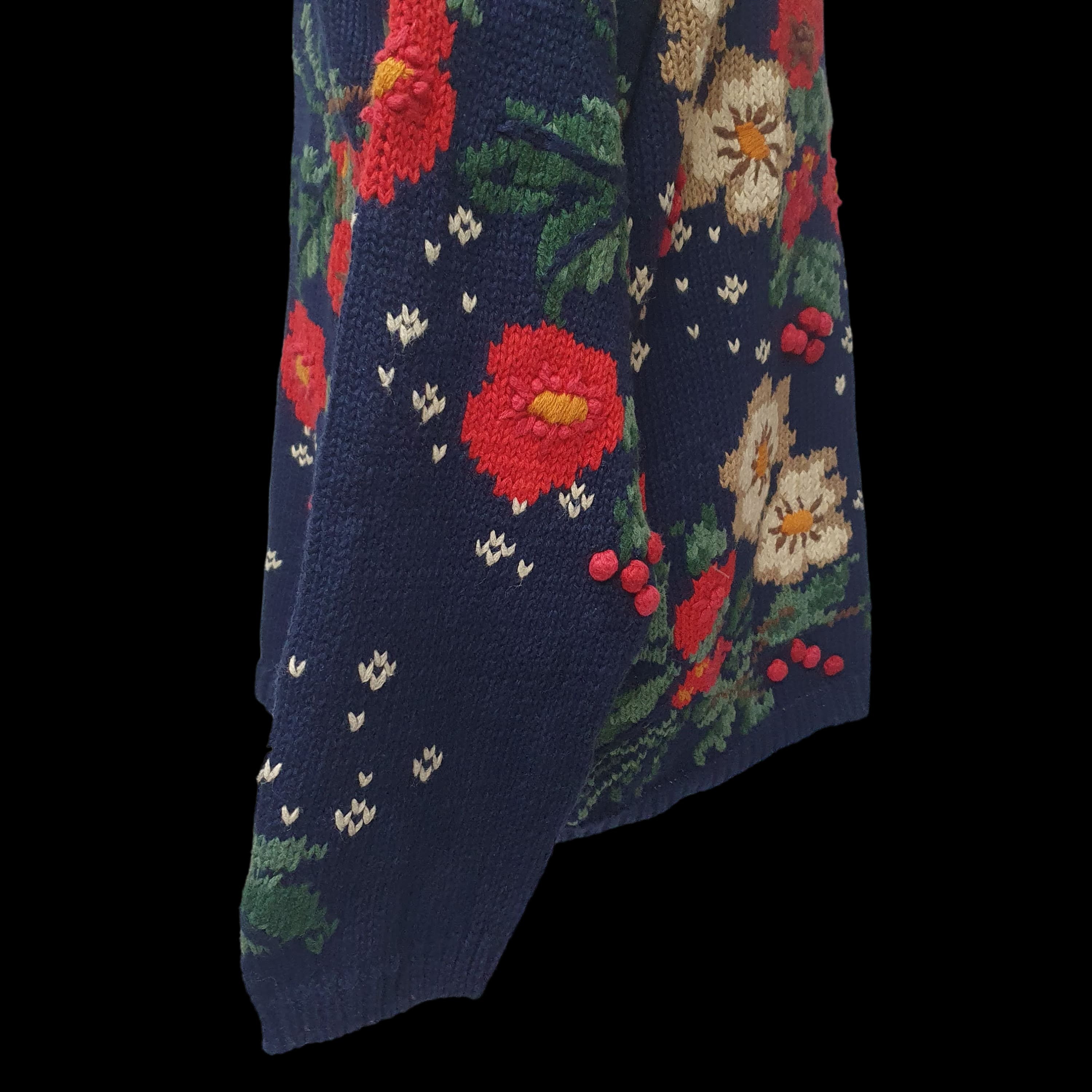 Womens Vintage Floral Knitted Jumper Funky Design Knitwear