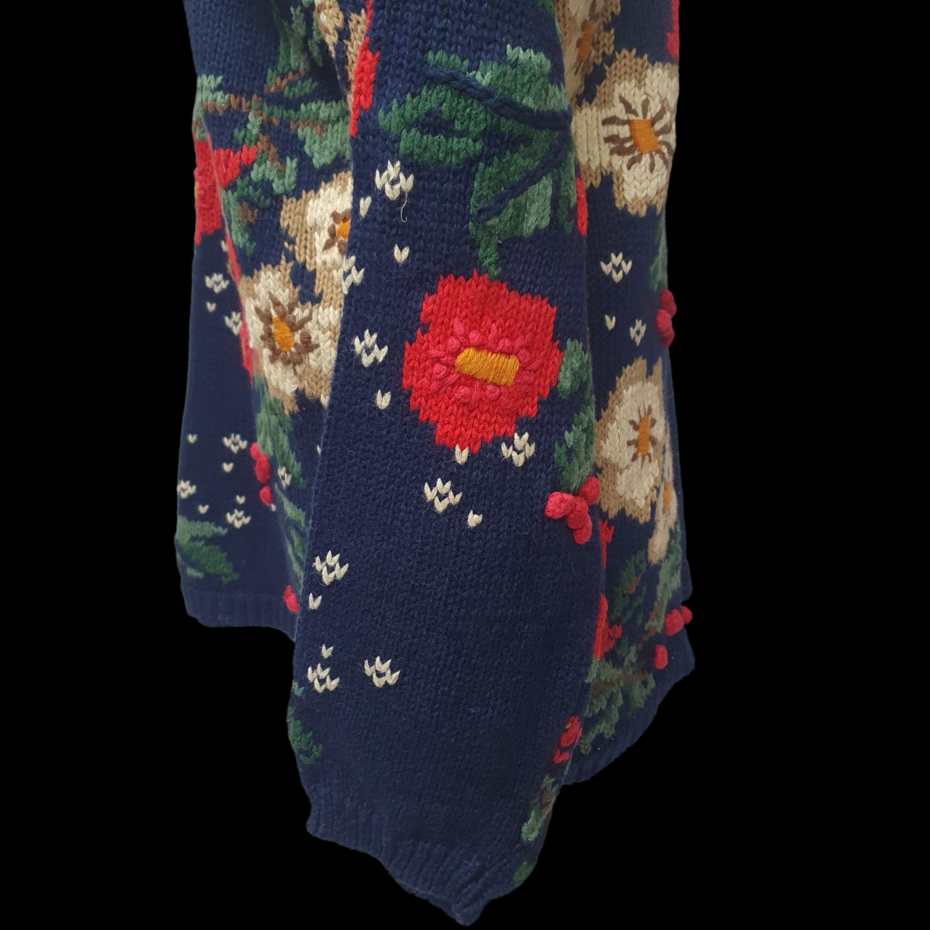 Womens Vintage Floral Knitted Jumper Funky Design Knitwear