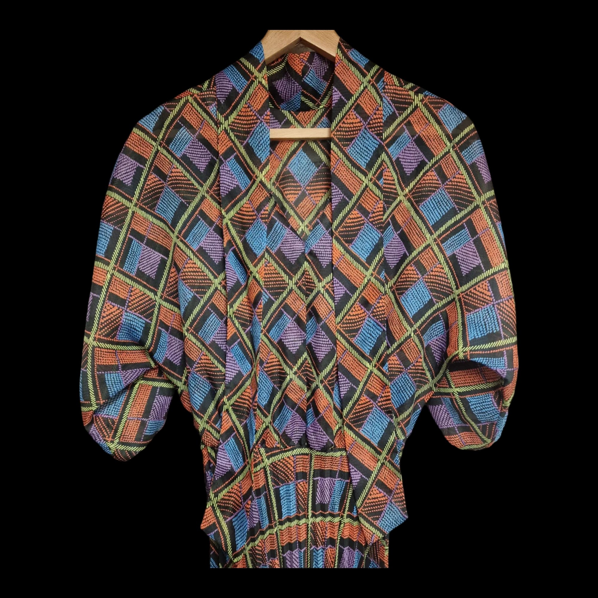 Womens Vintage Multicoloured Pleated Dress UK 2XL - Dresses