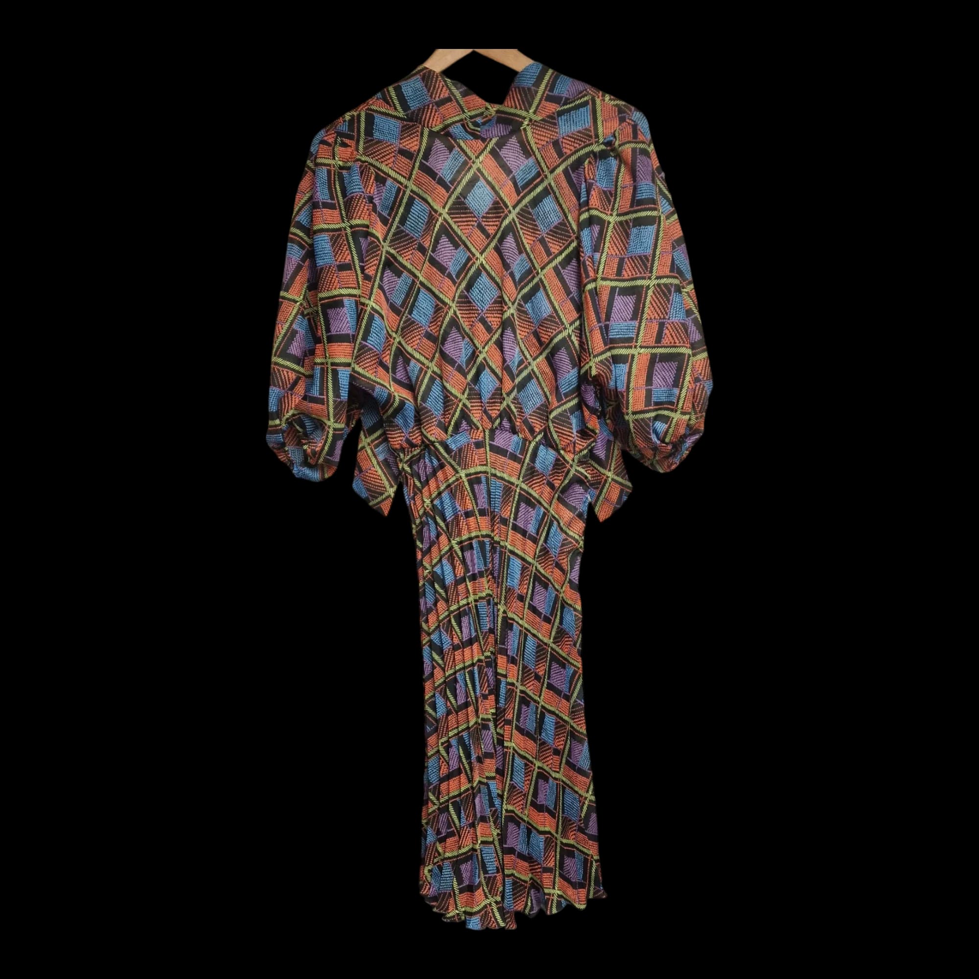 Womens Vintage Multicoloured Pleated Dress UK 2XL - Dresses