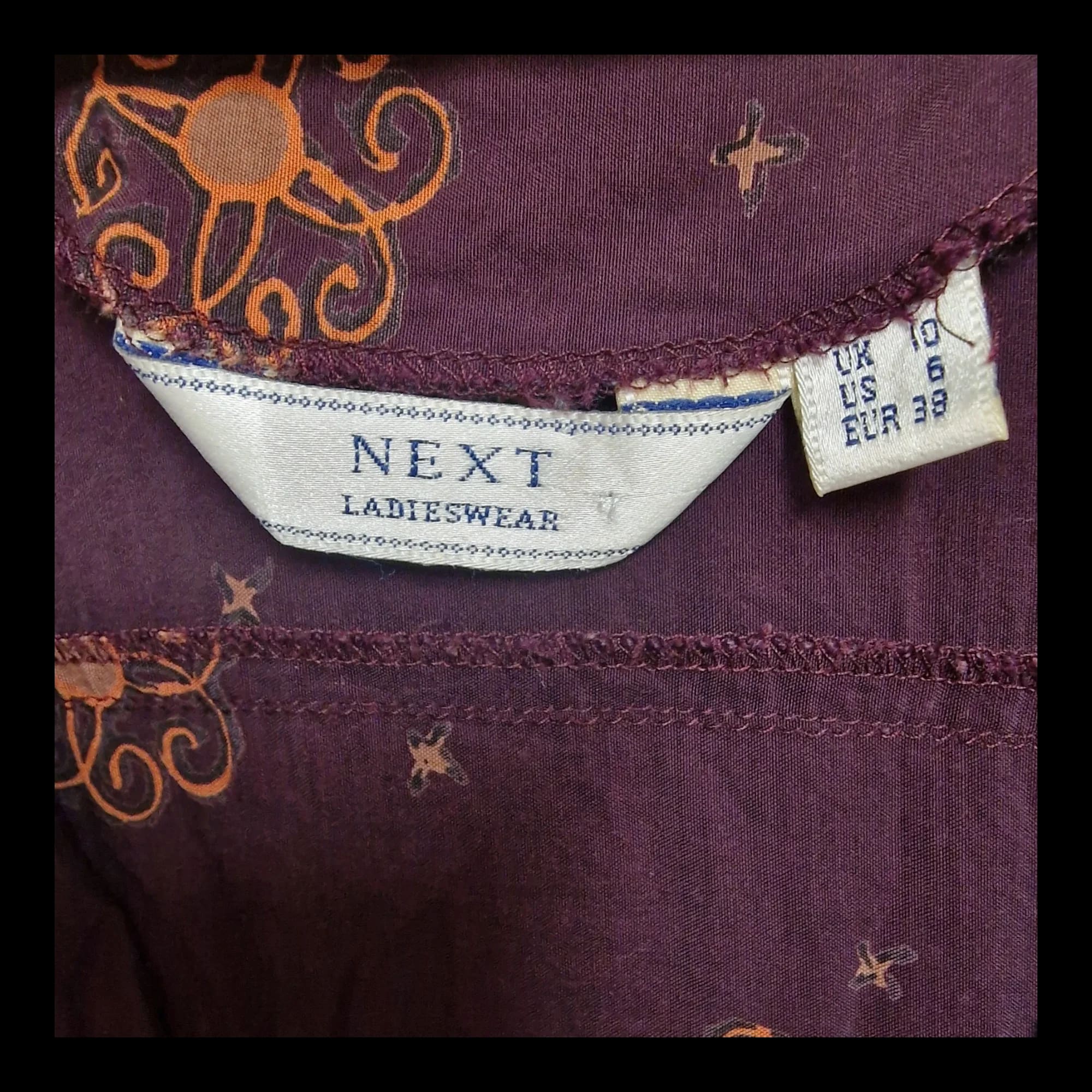 Womens Vintage Next Burgundy Floral Dress UK 10 - Dresses