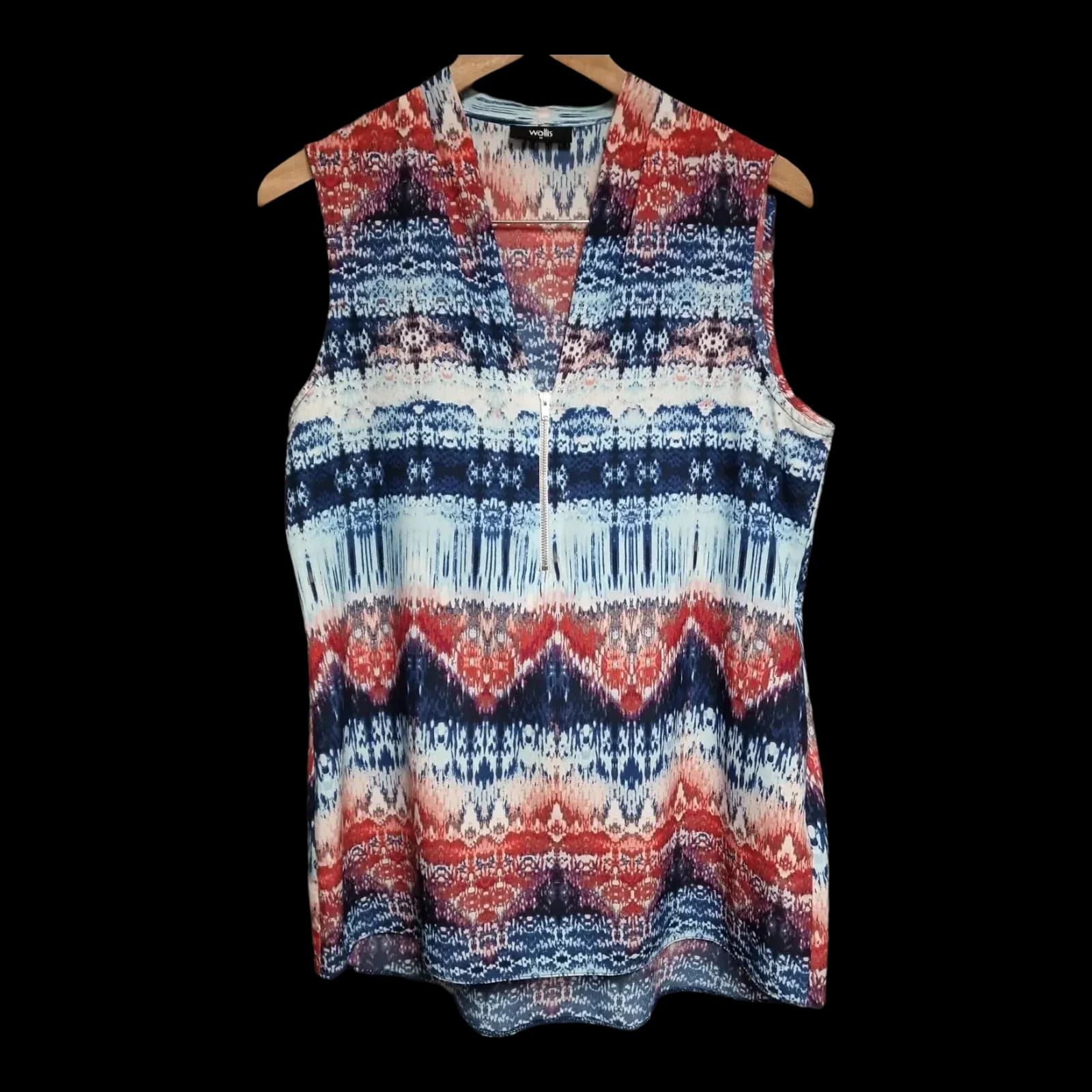 Womens Wallis Blue Red White Top UK Medium - 1 - 828